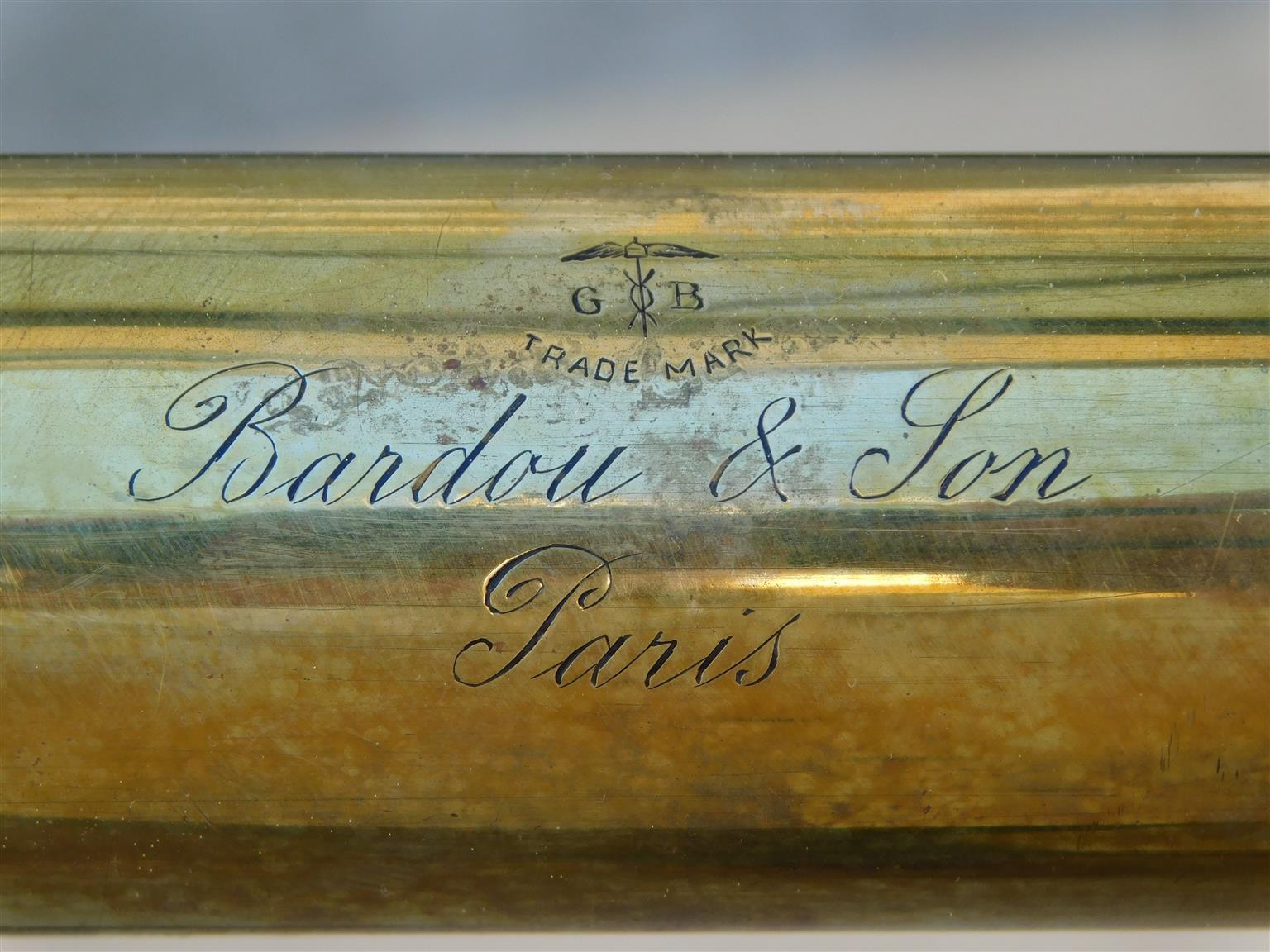 French Brass & Polished Steel Telescope w/ Spotting Scope on Tripod Stand C 1850 For Sale 1