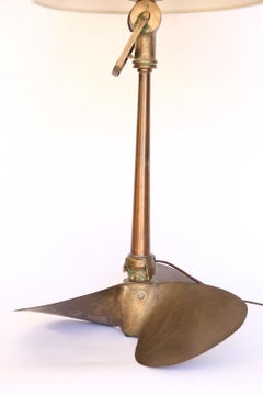 French Brass Propeller Table Lamp, Newly Wired