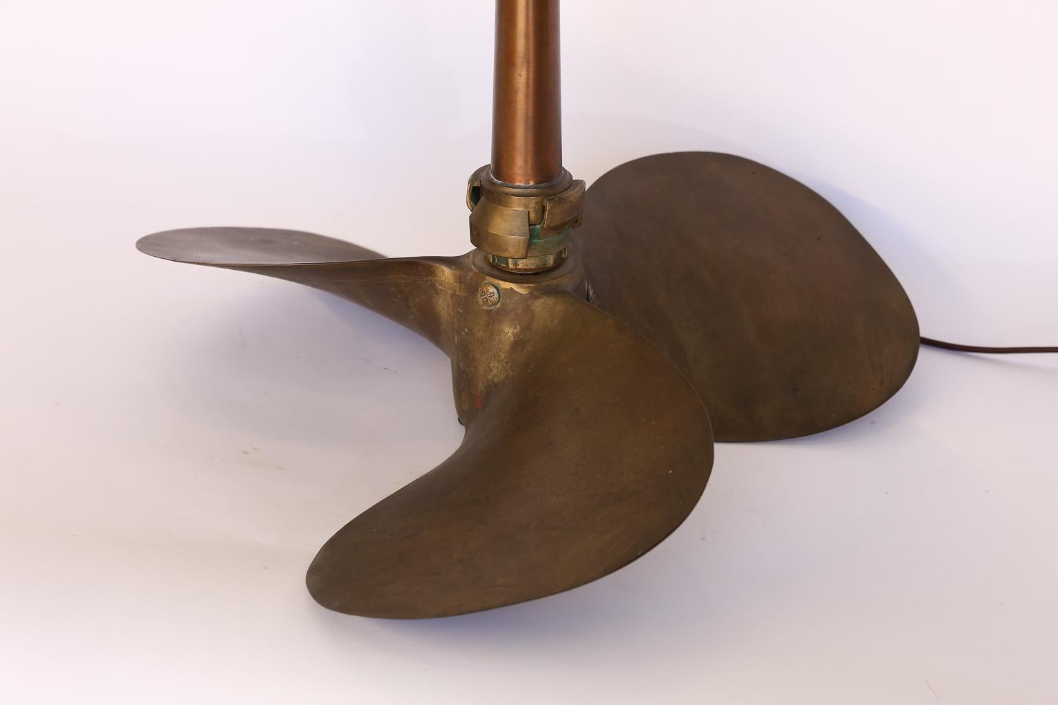 20th Century French Brass Propeller Table Lamp, Newly Wired