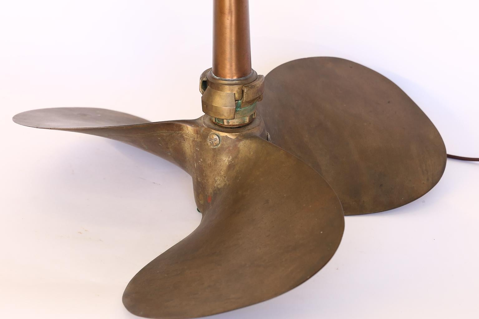 French Brass Propeller Table Lamp, Newly Wired 3