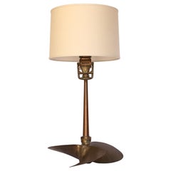 Used French Brass Propeller Table Lamp, Newly Wired
