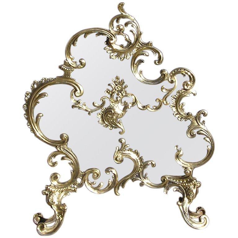 French Brass Rococo Fire Screen For Sale