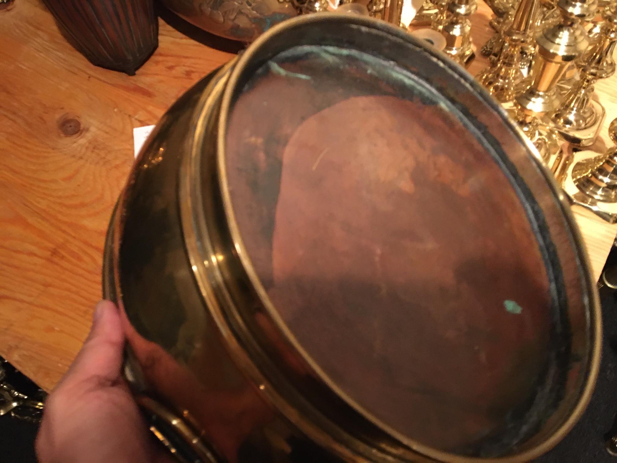 French Brass Round Planter with Handles, 19th Century For Sale 2