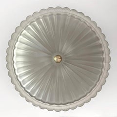 French Brass & Scalloped Glass Ceiling Light