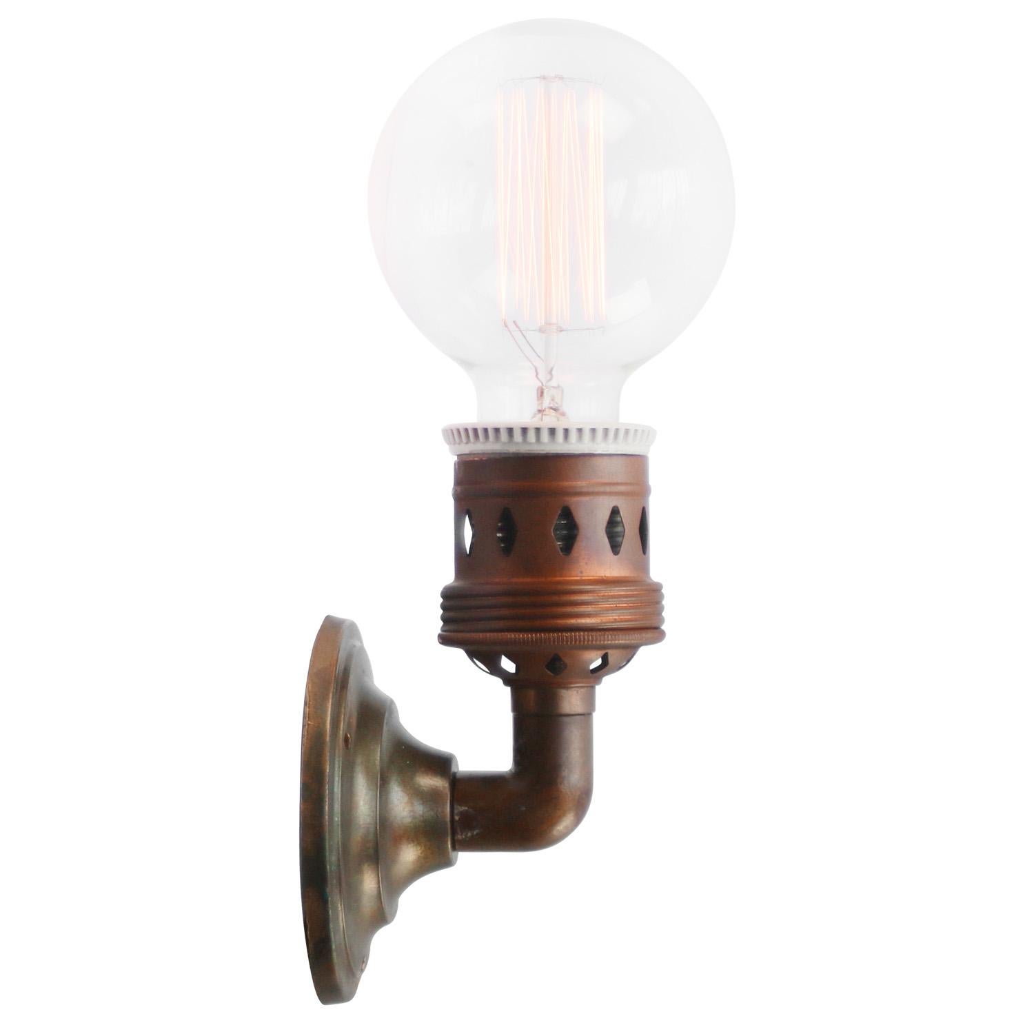 Brass scone wall Lamp
Brass wall plate, 3 holes, diameter 10 cm / 3.94”

E26 / E27

Weight: 0.75 kg / 1.7 lb

Priced per individual item. All lamps have been made suitable by international standards for incandescent light bulbs, energy-efficient and
