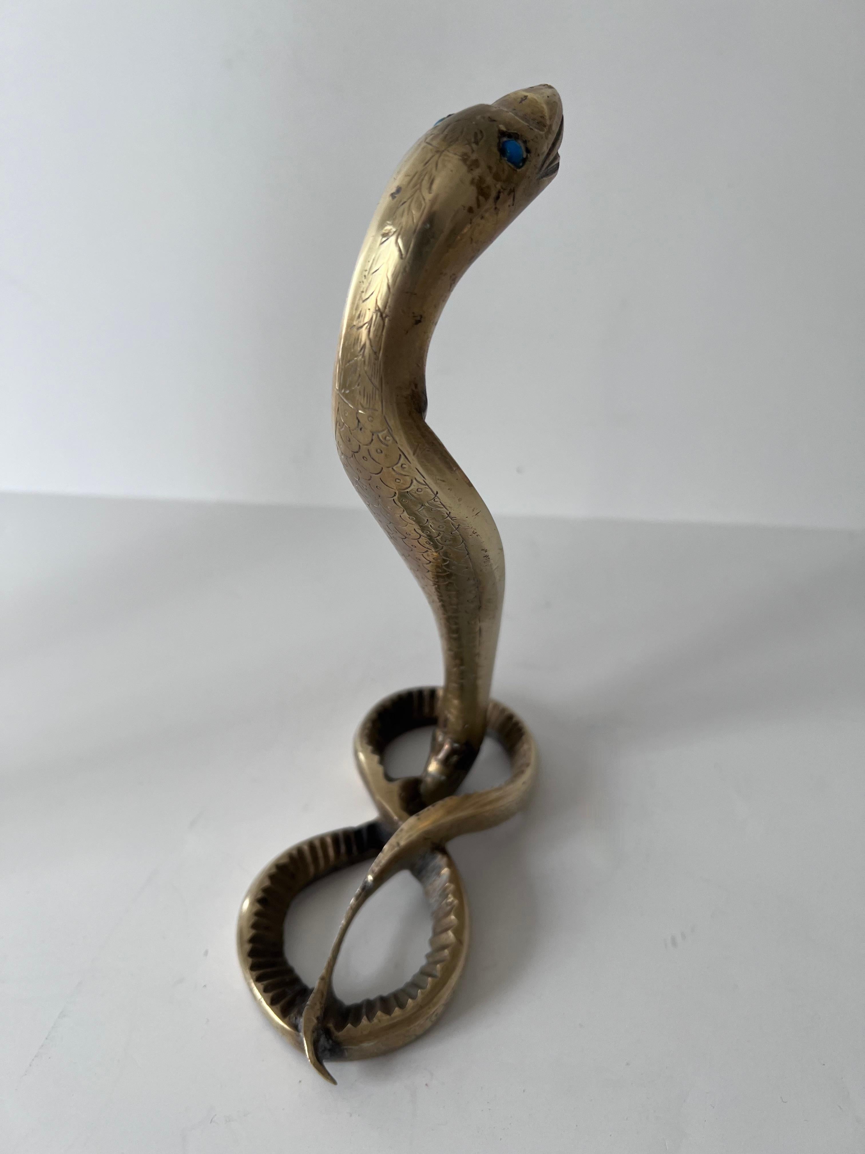 Patinated French Brass Serpent or Cobra Snake Paperweight or Sculpture For Sale