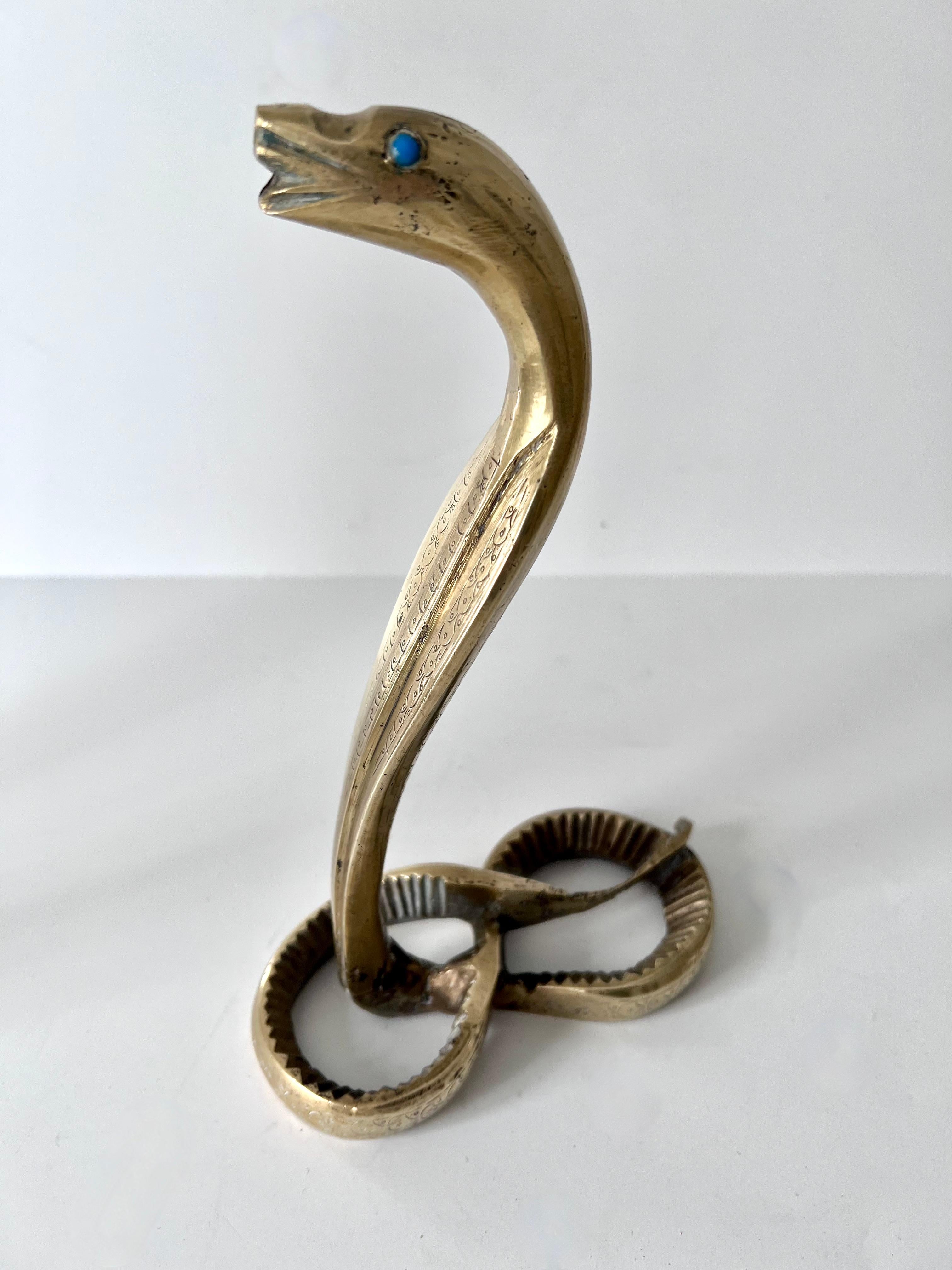 20th Century French Brass Serpent or Cobra Snake Paperweight or Sculpture For Sale