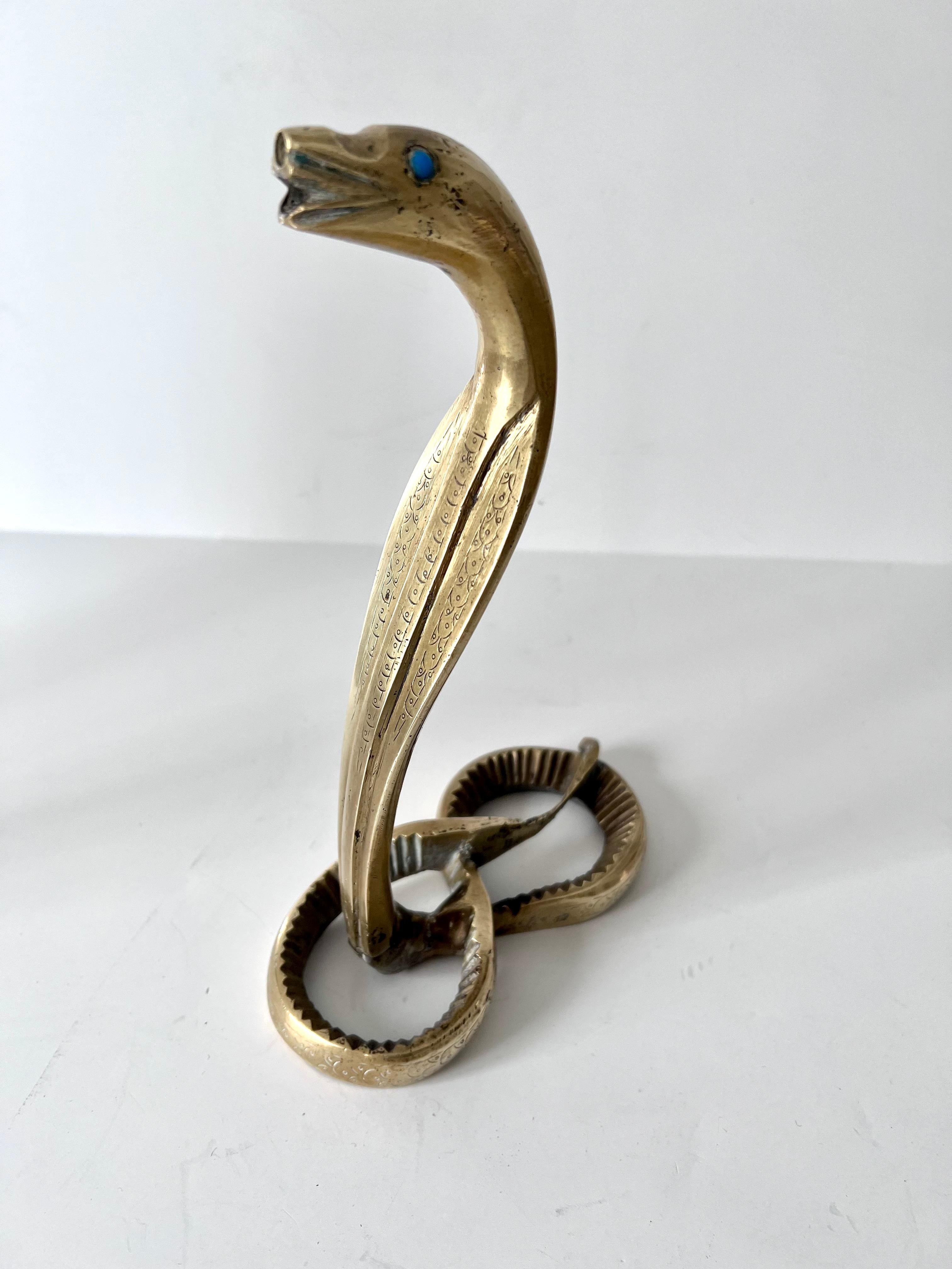 French Brass Serpent or Cobra Snake Paperweight or Sculpture For Sale 1