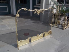 French Brass Serpentine Decorative Floral and Mesh Fire Place Screen, Circa 1820