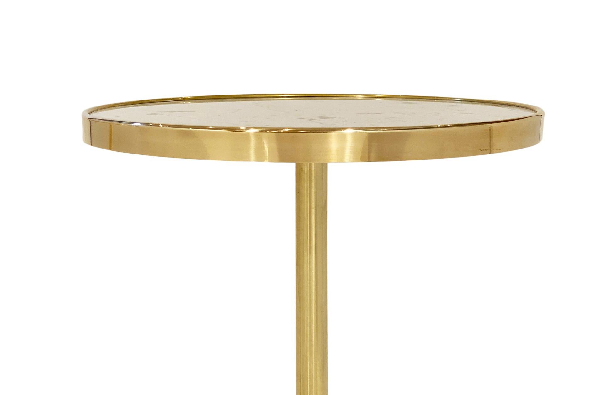 Late 20th Century French Brass Side Tables with Marble Tops