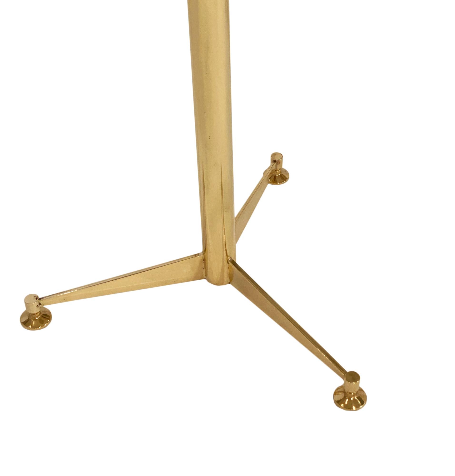 French Brass Side Tables with Marble Tops 1