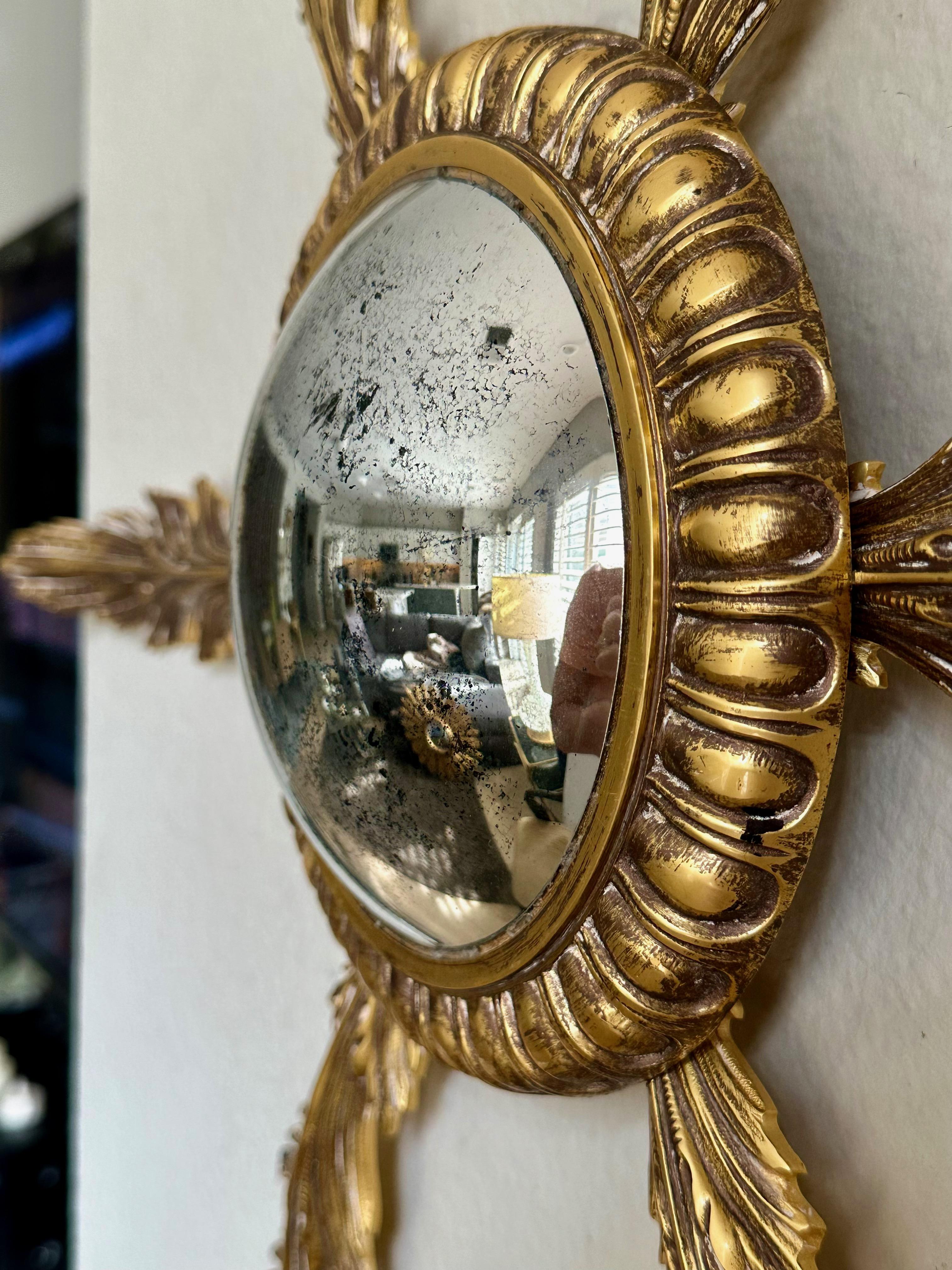 Französisch Messing Soleil oder Sunburst konvexen Wandspiegel im Angebot 6