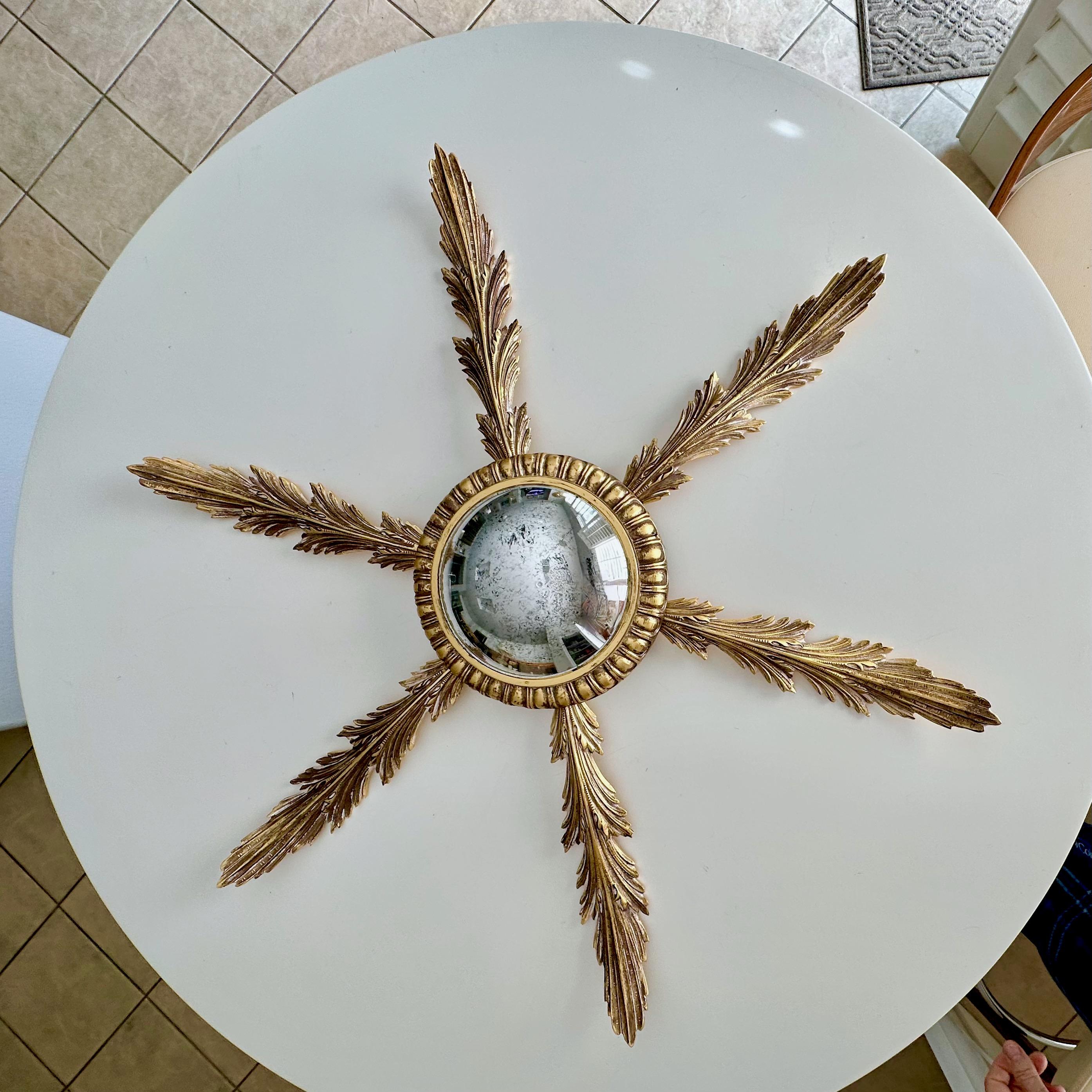 Französisch Messing Soleil oder Sunburst konvexen Wandspiegel im Angebot 14