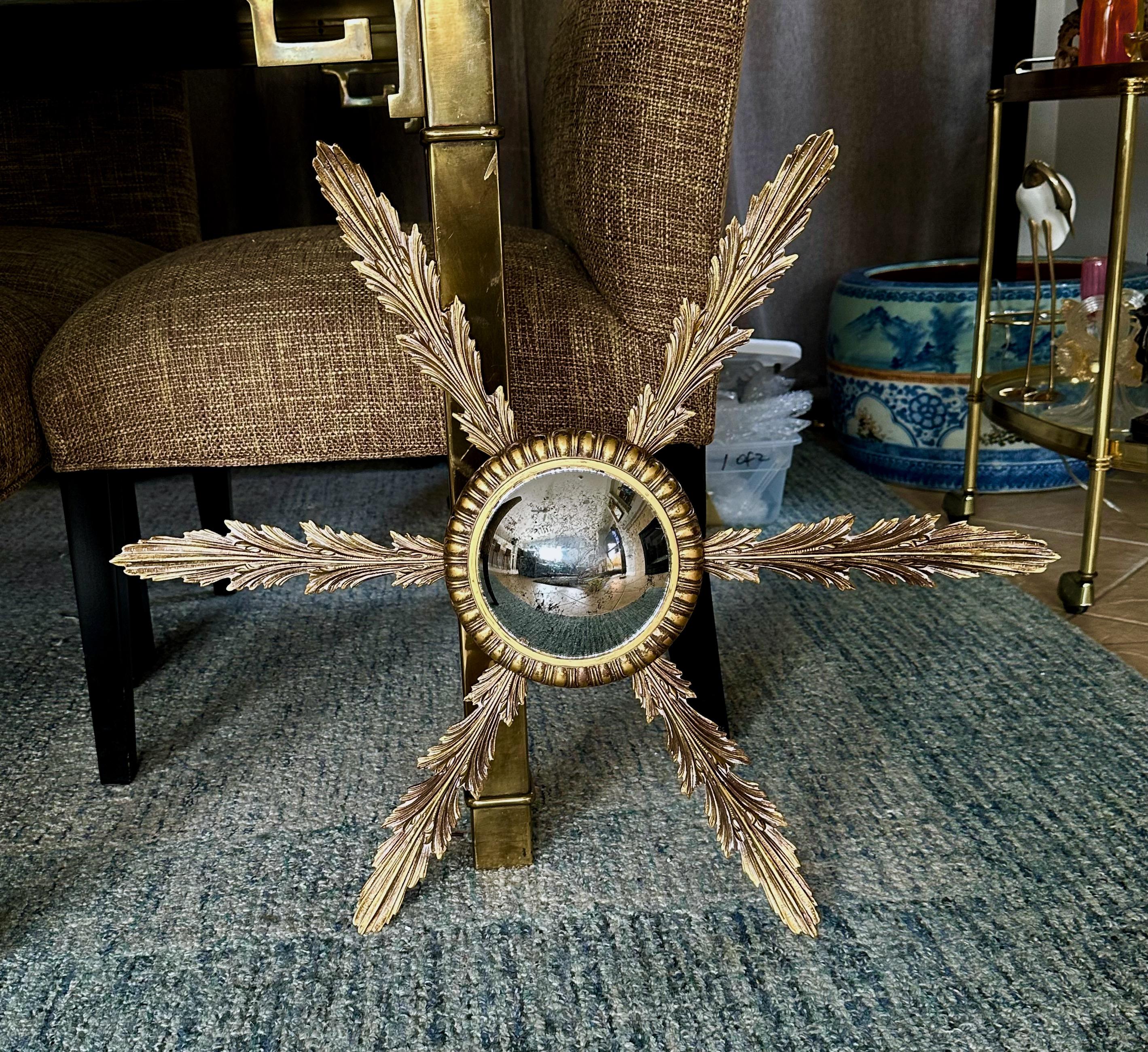 Französisch Messing Soleil oder Sunburst konvexen Wandspiegel (Spiegel) im Angebot