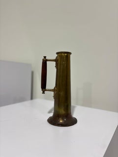 French Brass Speaking Trumpet with Turned Wood Handle, c. 1900