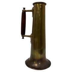 French Brass Speaking Trumpet with Turned Wood Handle, c. 1900