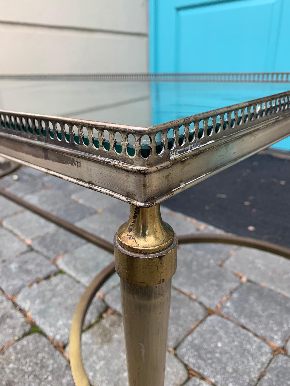 French Brass & Steel Glass Top Table, by Maison Jansen, circa 1950s  6