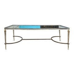 French Brass & Steel Glass Top Table, by Maison Jansen, circa 1950s 