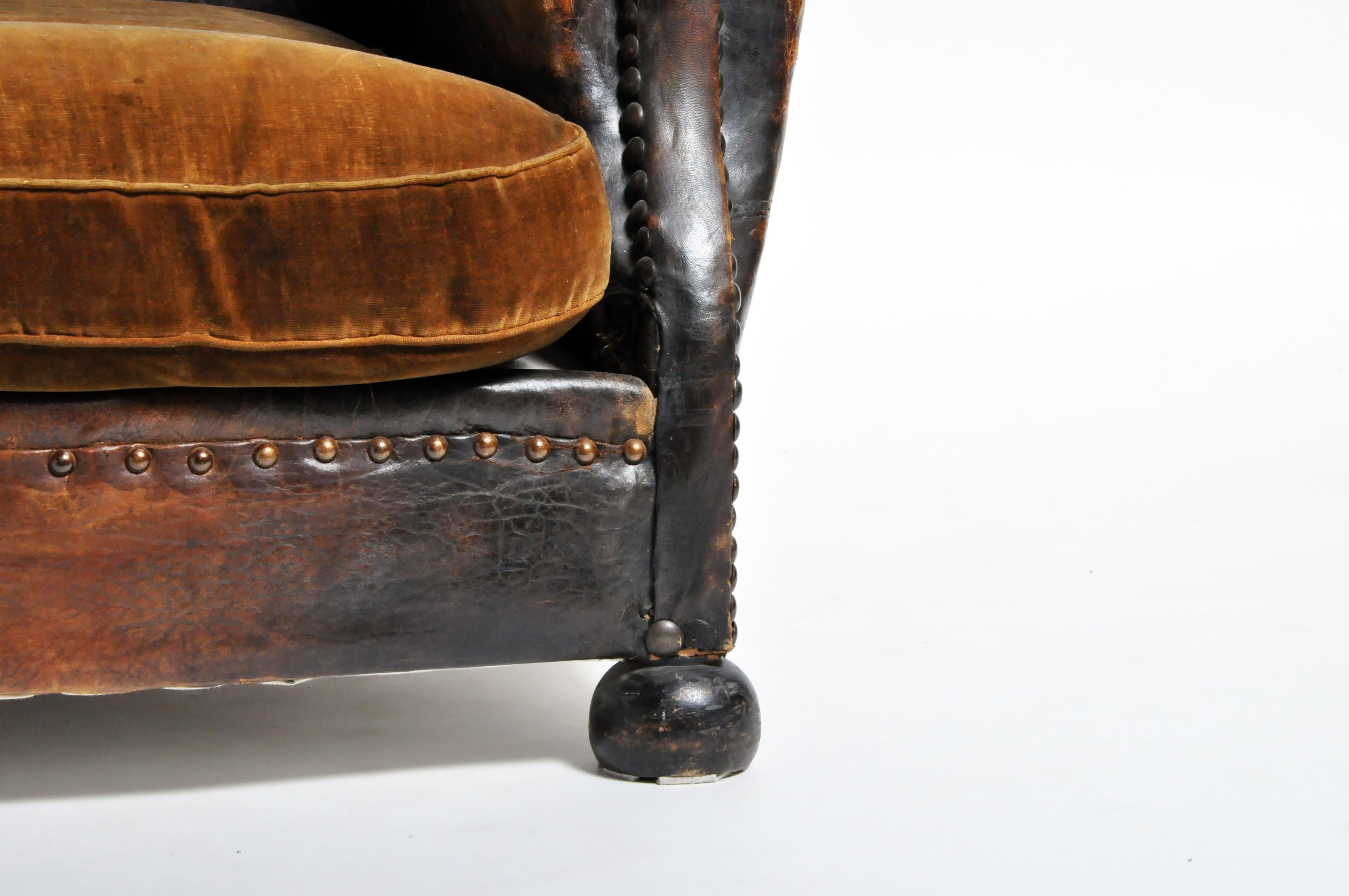 French Brass-Studded Leather Chair 5