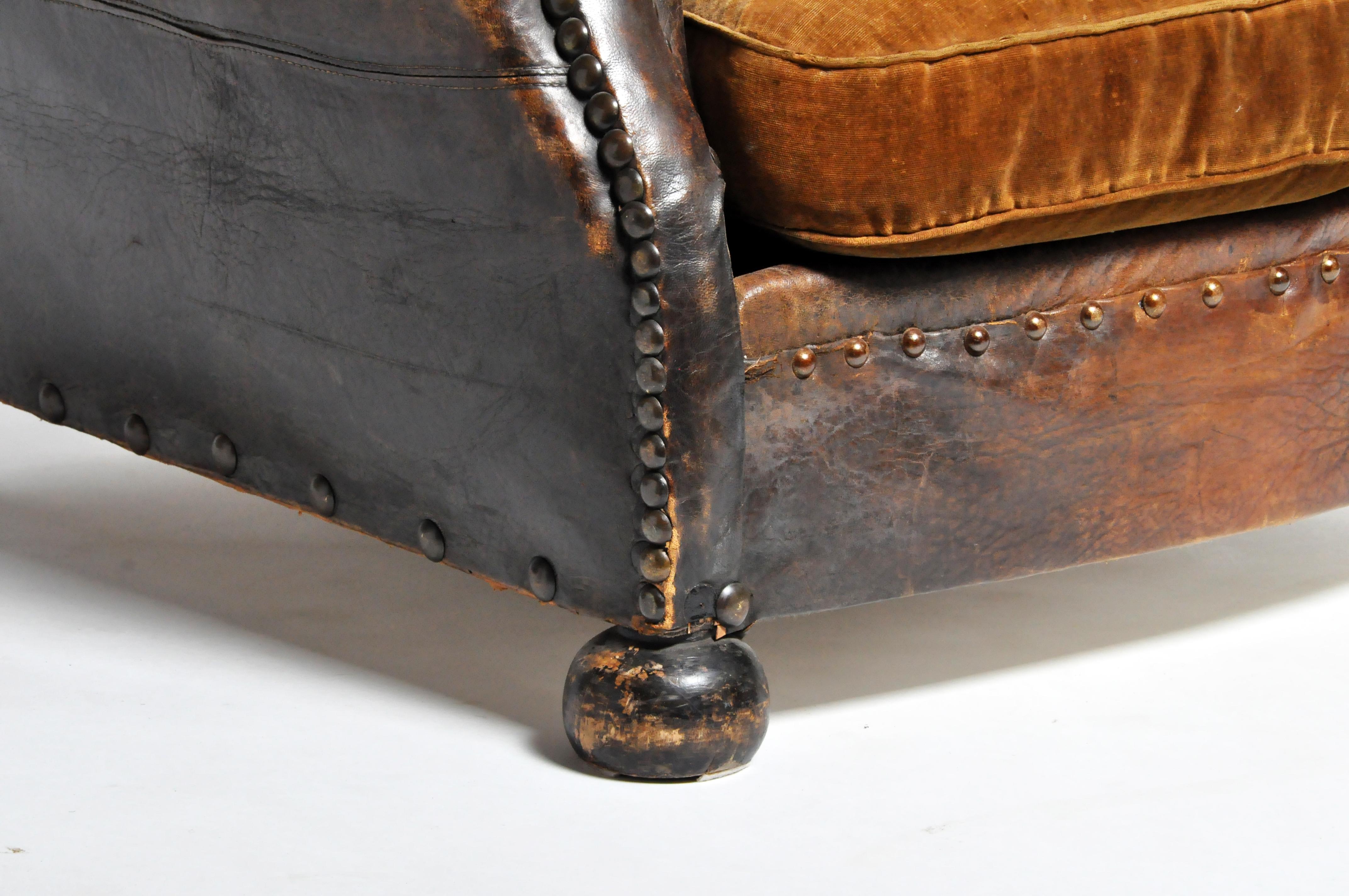 French Brass-Studded Leather Chair 12