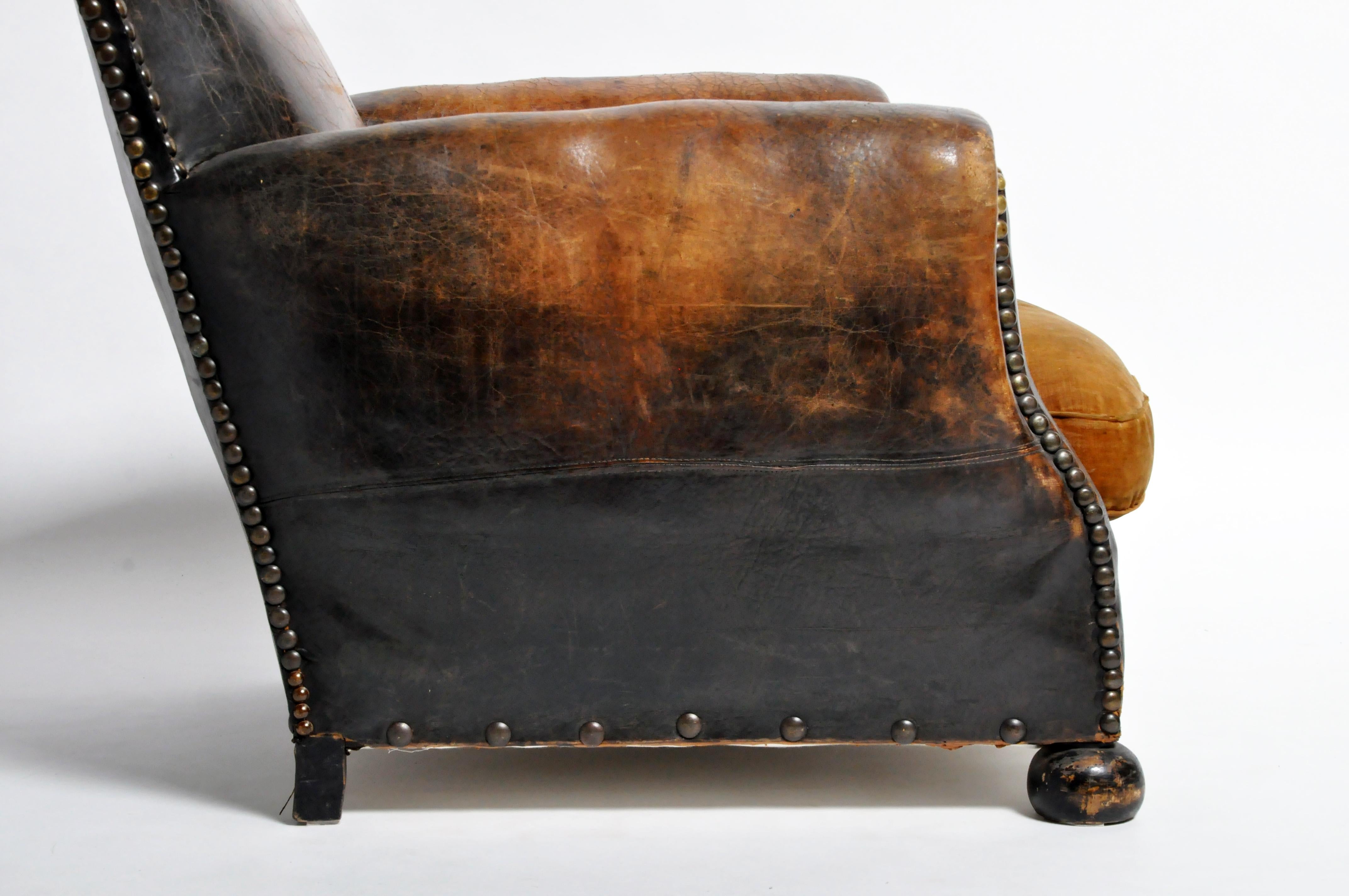 French Brass-Studded Leather Chair 13