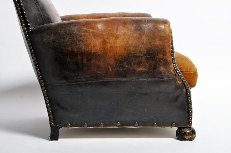 French BrassStudded Leather Chair at 1stDibs leather studded chairs