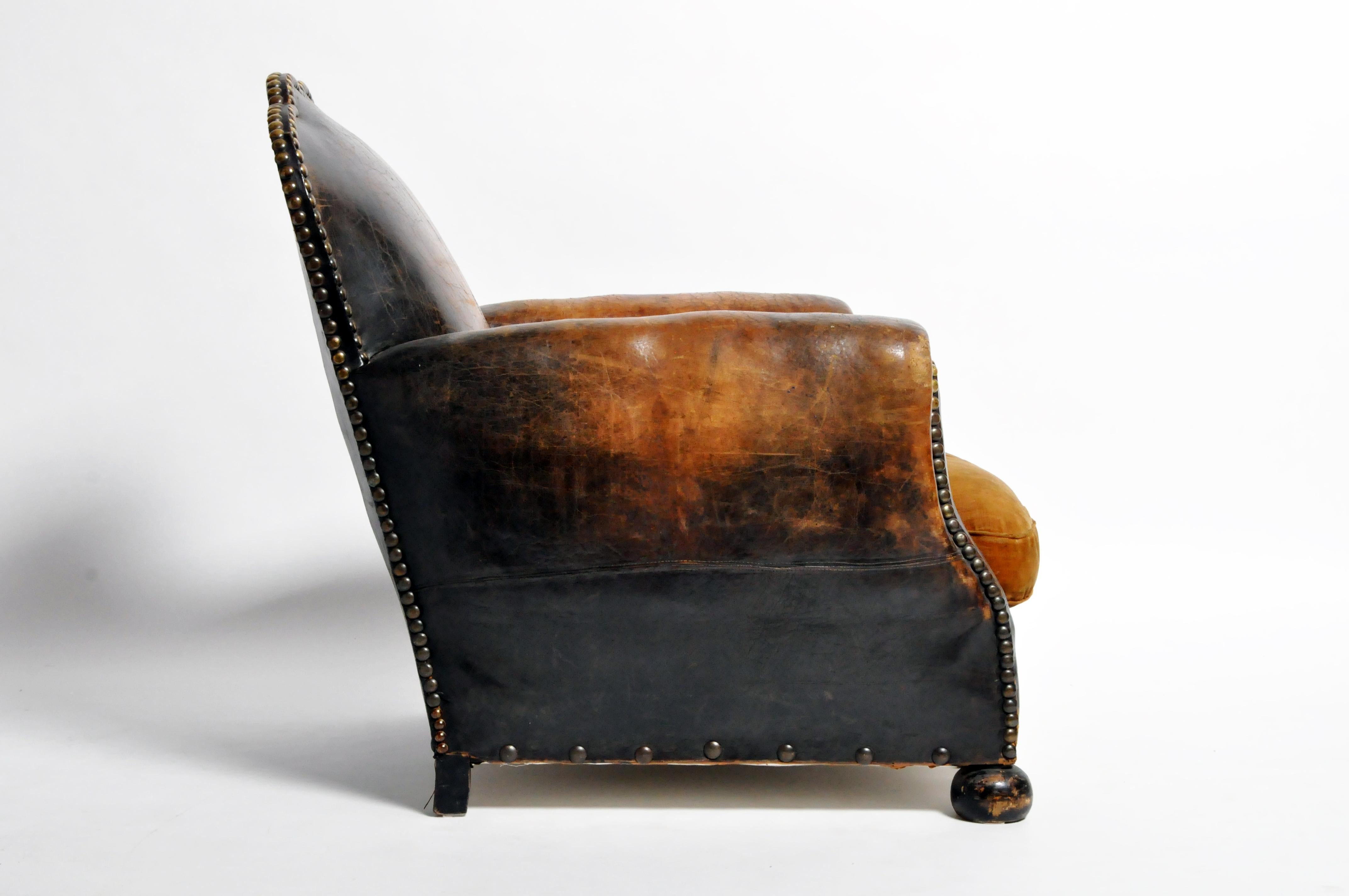leather studded armchair