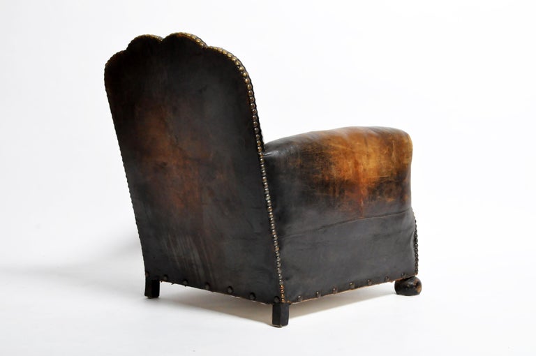 French Brass Studded Leather Chair At, Leather Studded Armchair
