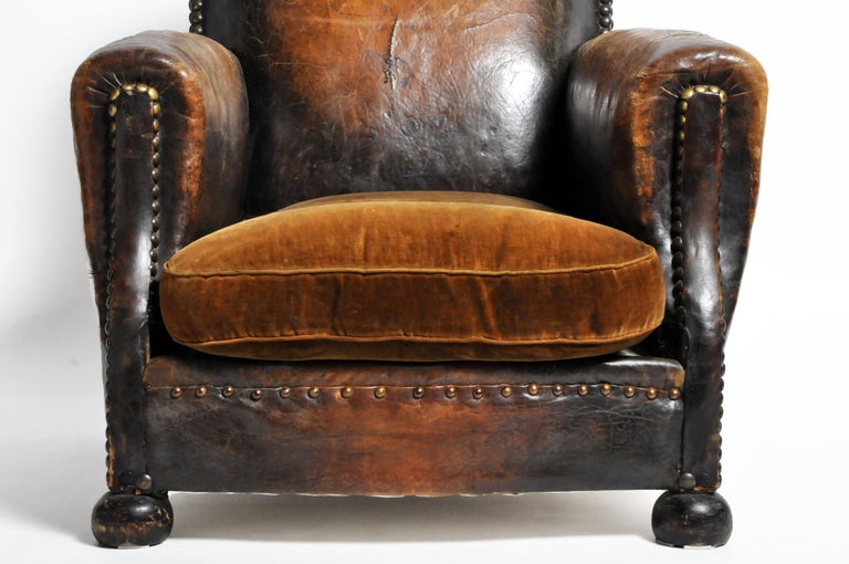 Studded leather armchair clearance