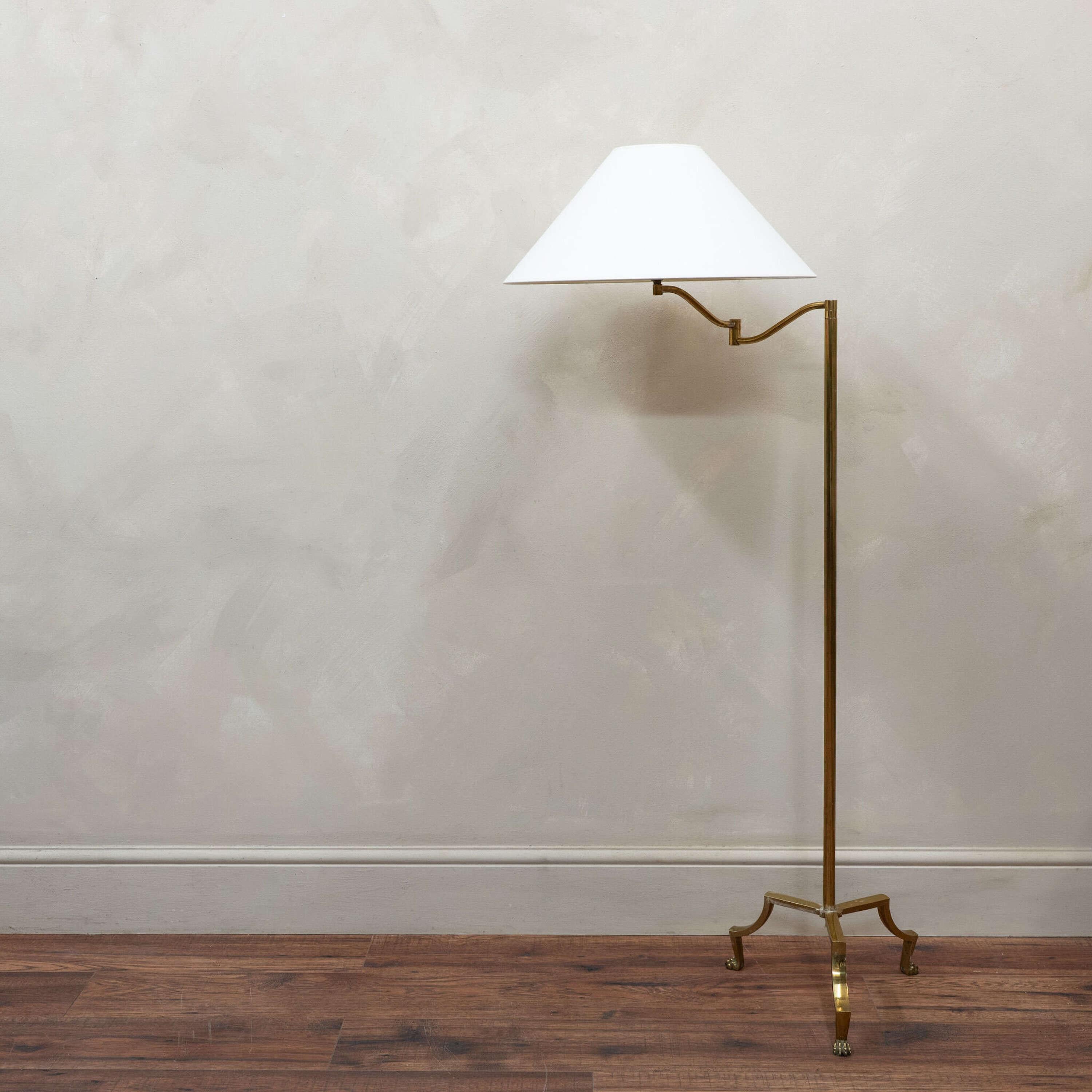French Brass Swing Arm Floor Lamp circa 1940 In Good Condition In Southampton, GB