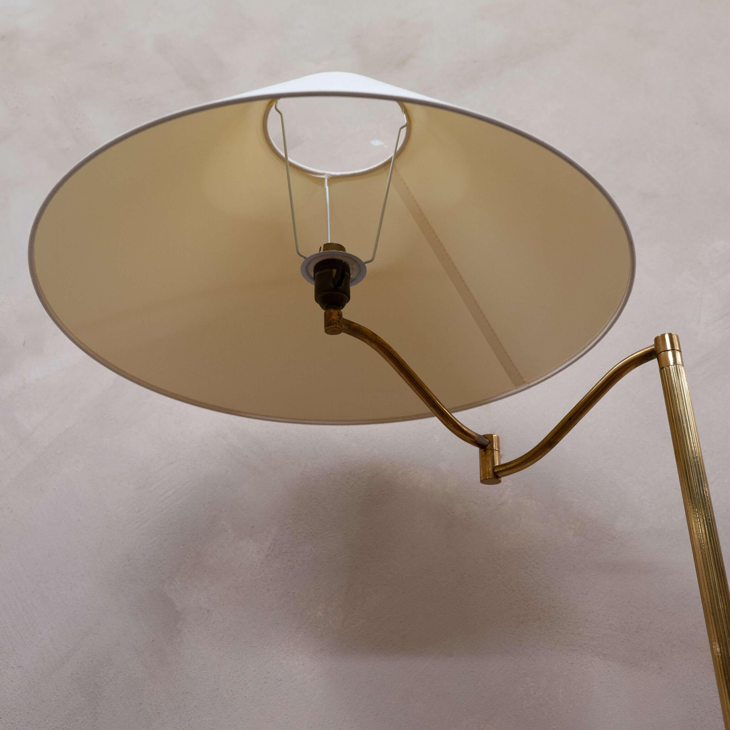 20th Century French Brass Swing Arm Floor Lamp circa 1940