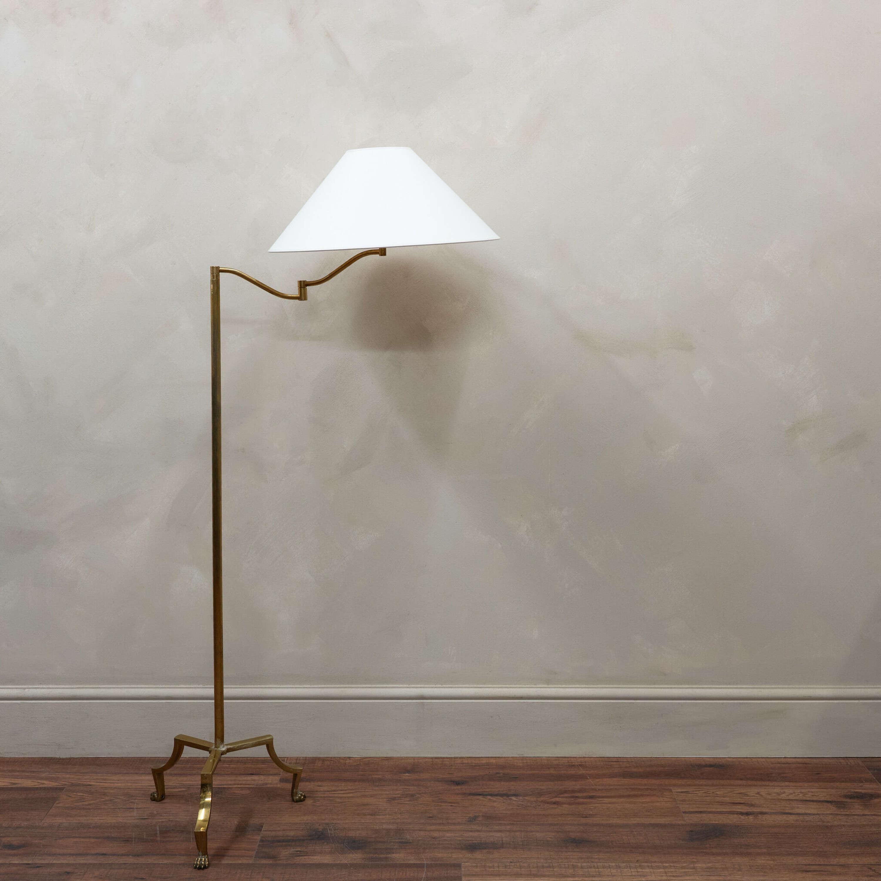 French Brass Swing Arm Floor Lamp circa 1940 4