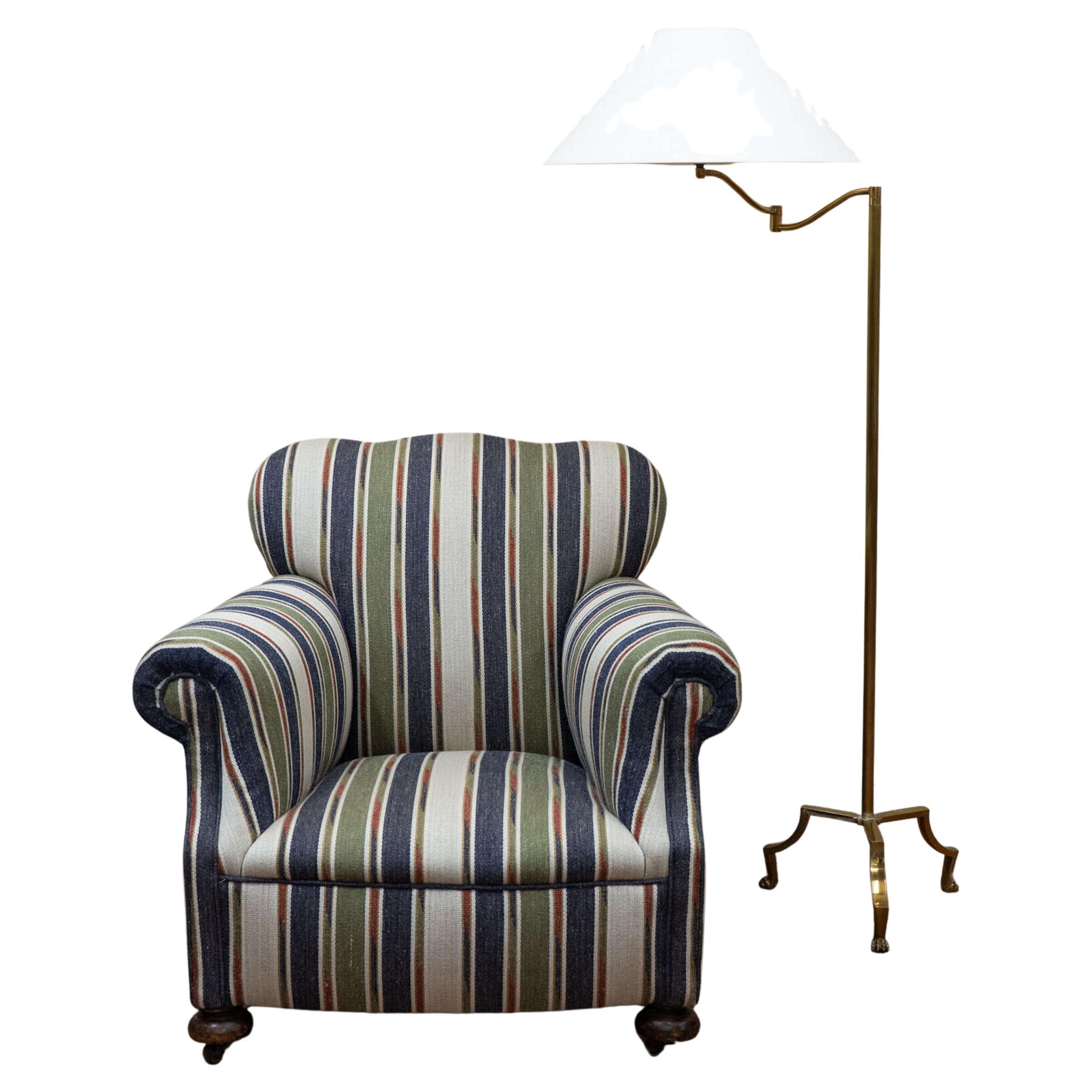 French Brass Swing Arm Floor Lamp circa 1940