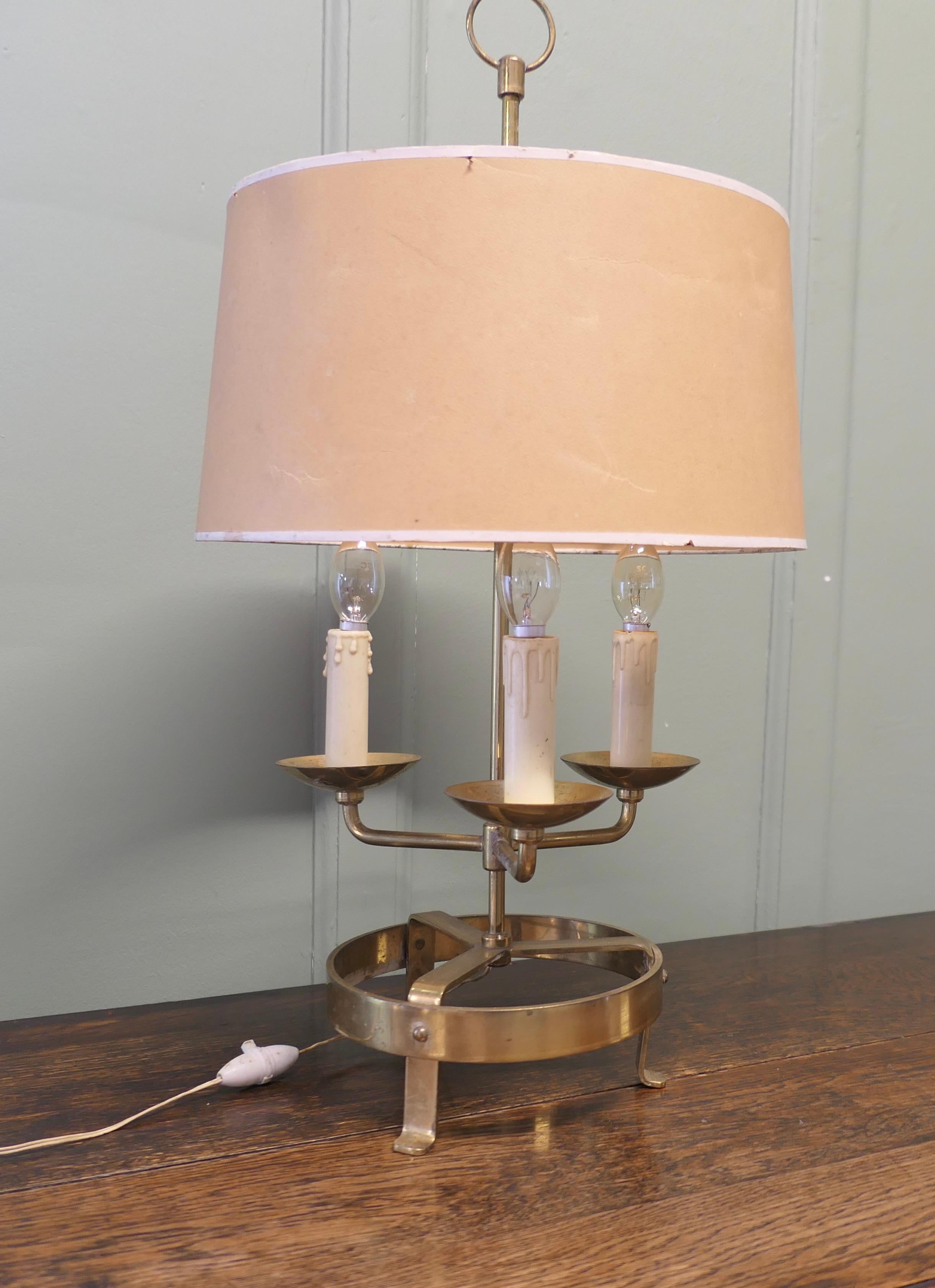 French Brass Table Lamp or Bouillotte Triple Desk Lamp  A lovely piece In Good Condition For Sale In Godshill, Isle of Wight