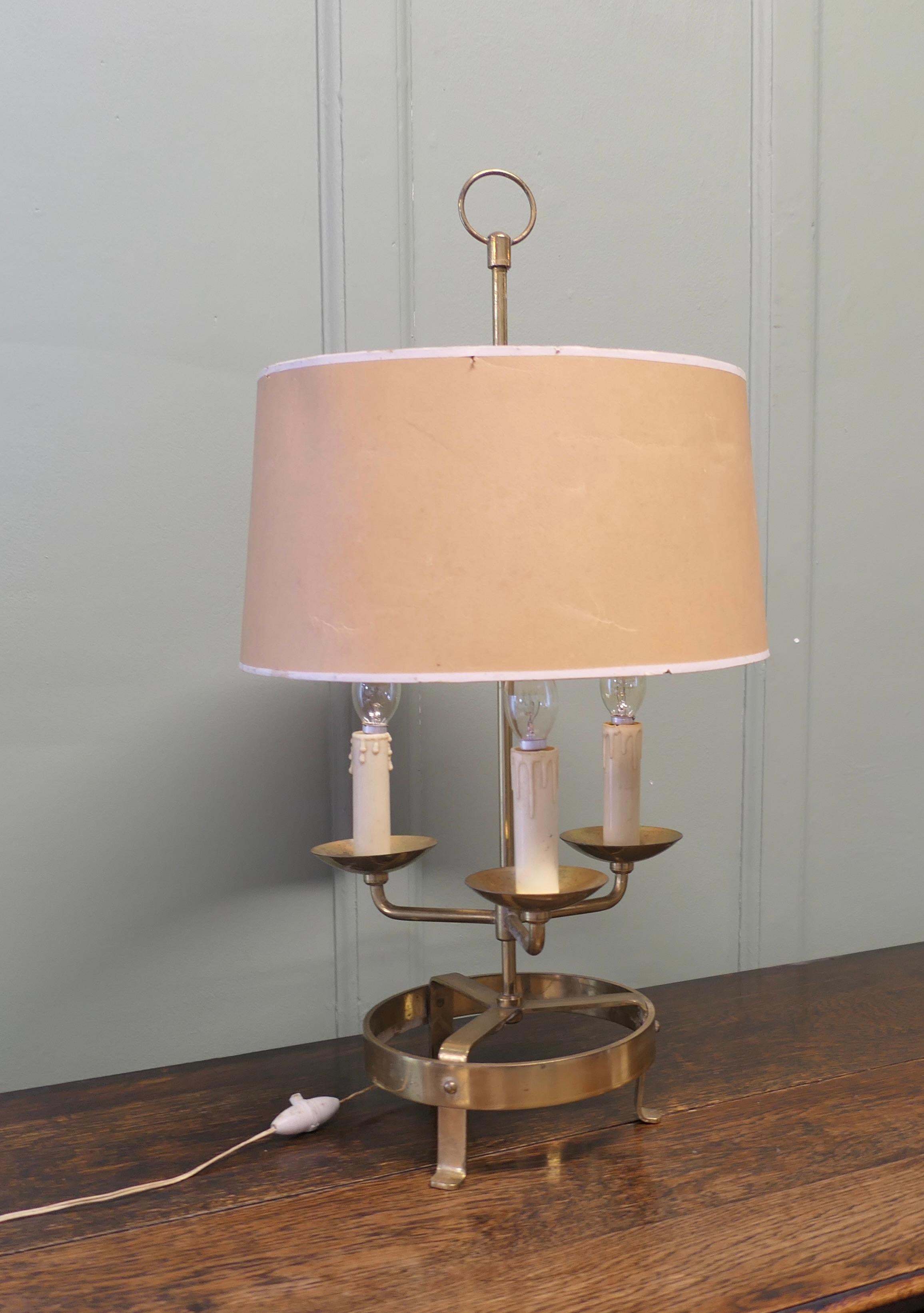 French Brass Table Lamp or Bouillotte Triple Desk Lamp  A lovely piece For Sale 1
