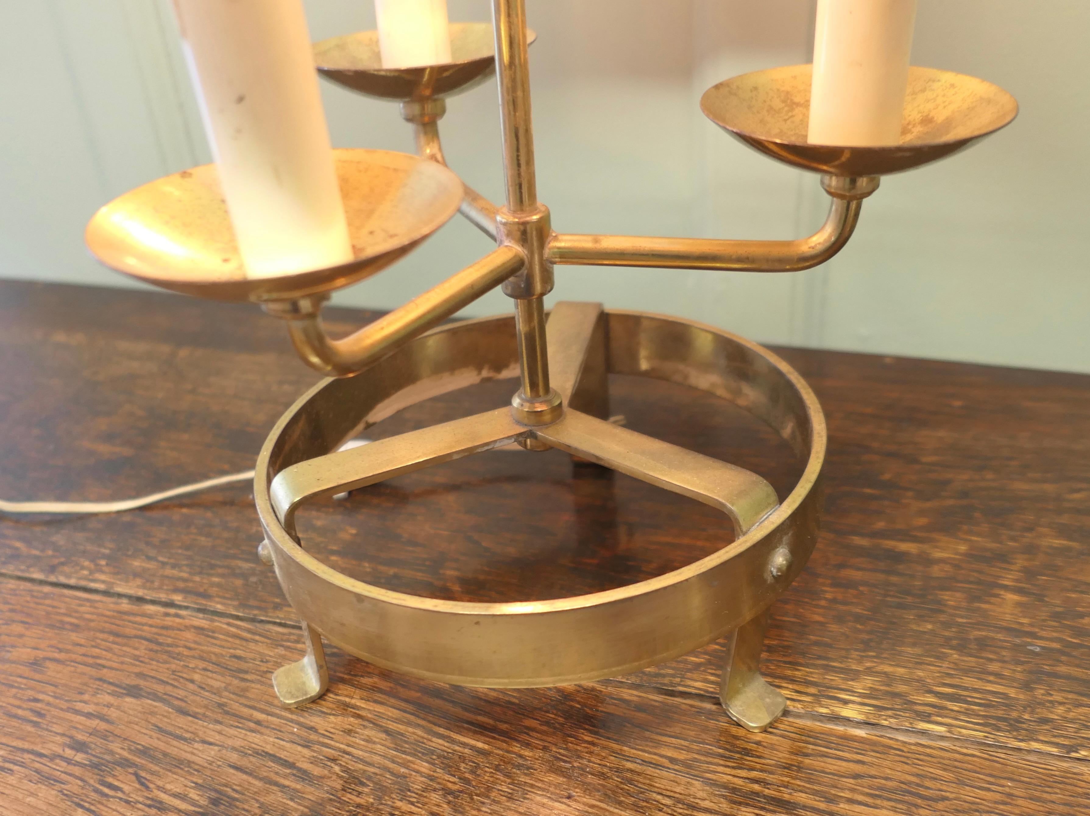 French Brass Table Lamp or Bouillotte Triple Desk Lamp  A lovely piece For Sale 2