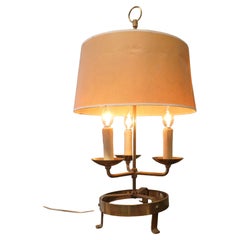 French Brass Table Lamp or Bouillotte Triple Desk Lamp  A lovely piece
