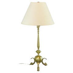 Antique French Brass Table Lamp with Serpent Feet