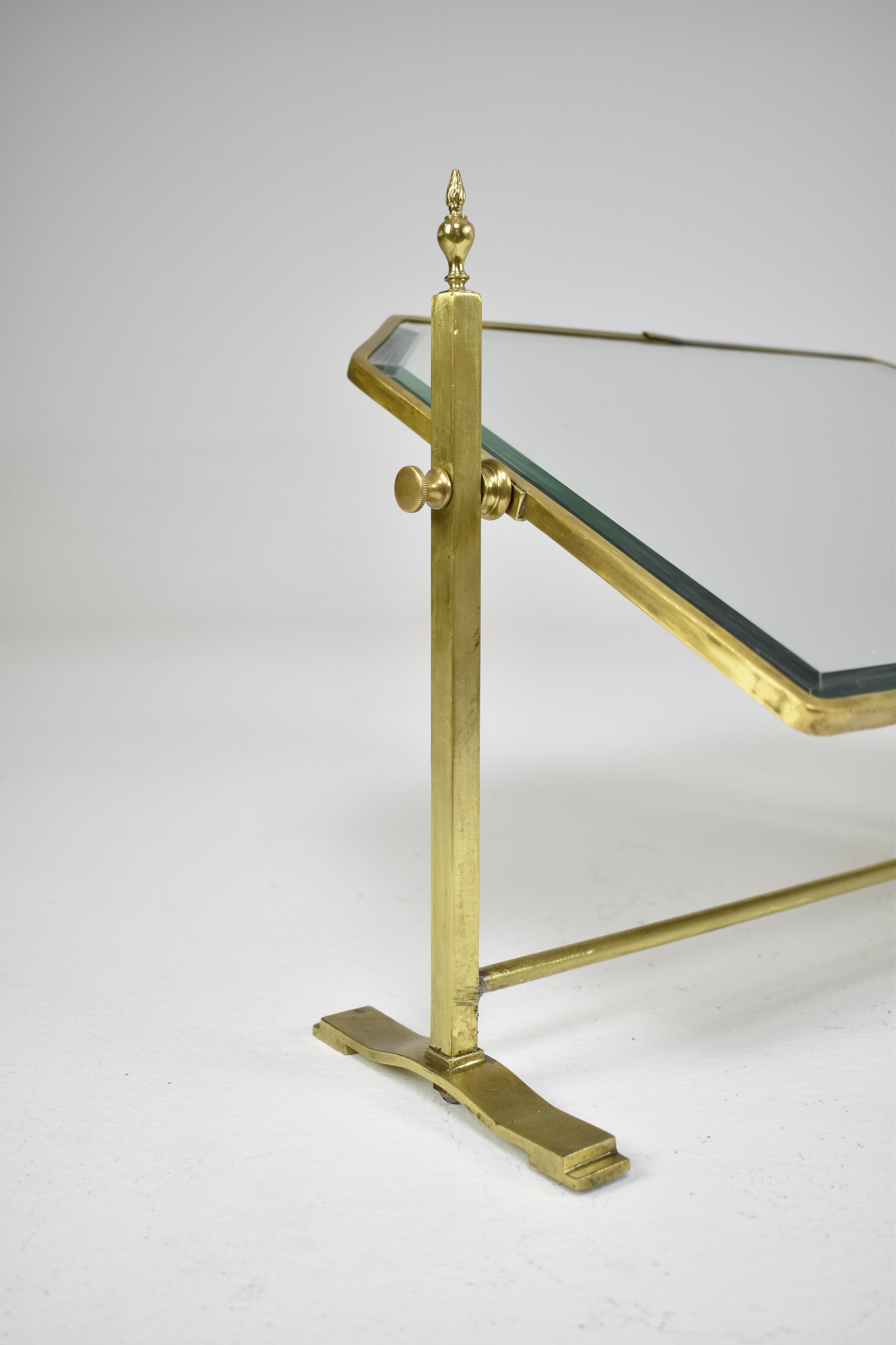 Mid-20th Century French Brass Table Mirror with Adjustable Frame, Circa 1930s For Sale