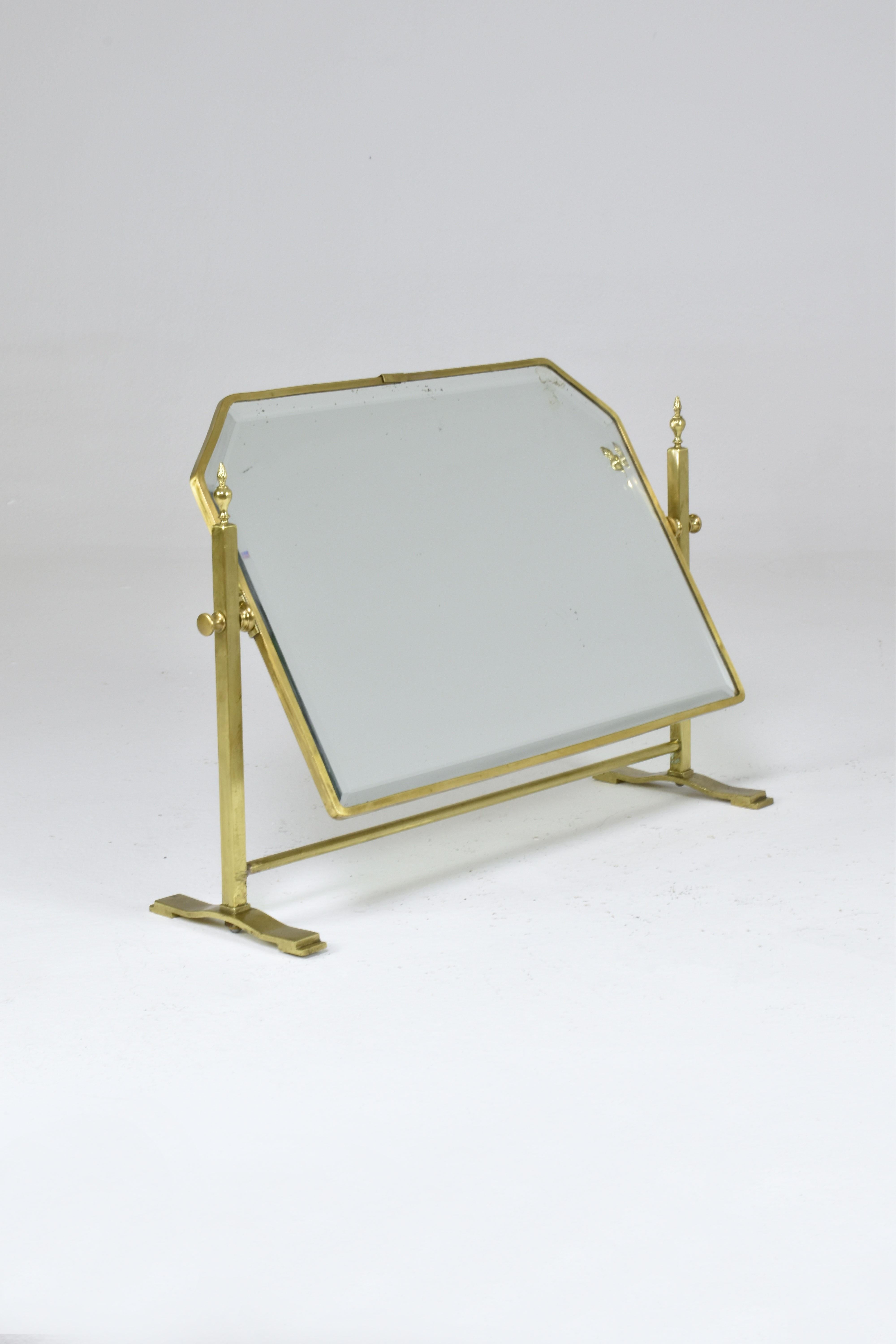 French Brass Table Mirror with Adjustable Frame, Circa 1930s For Sale 3