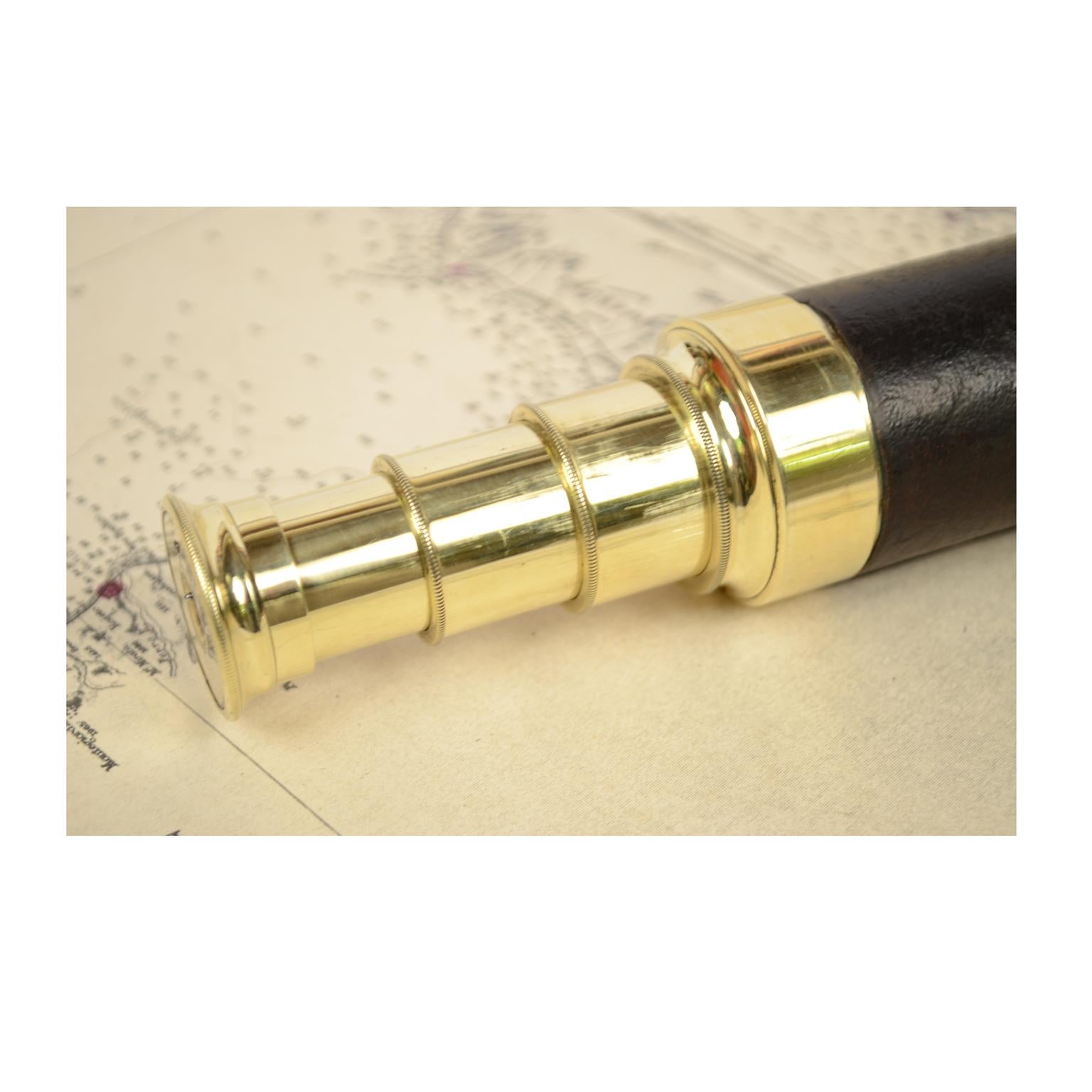 French Brass Telescope with Leather-Covered Handle, 1860 1