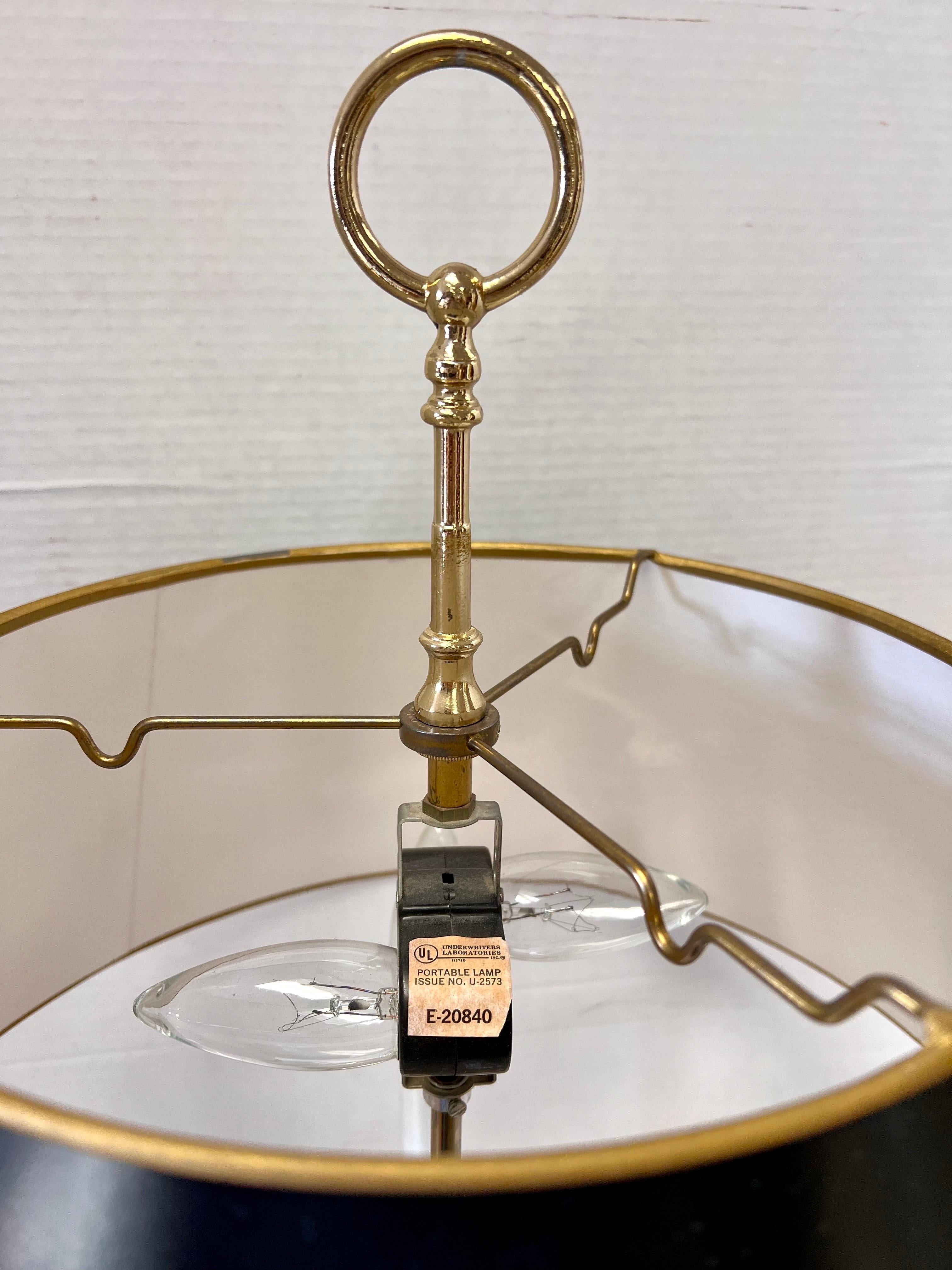 French Brass Three-Arm Bouillote Table Lamp In Good Condition For Sale In West Hartford, CT