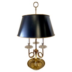 French Brass Three-Arm Bouillote Table Lamp