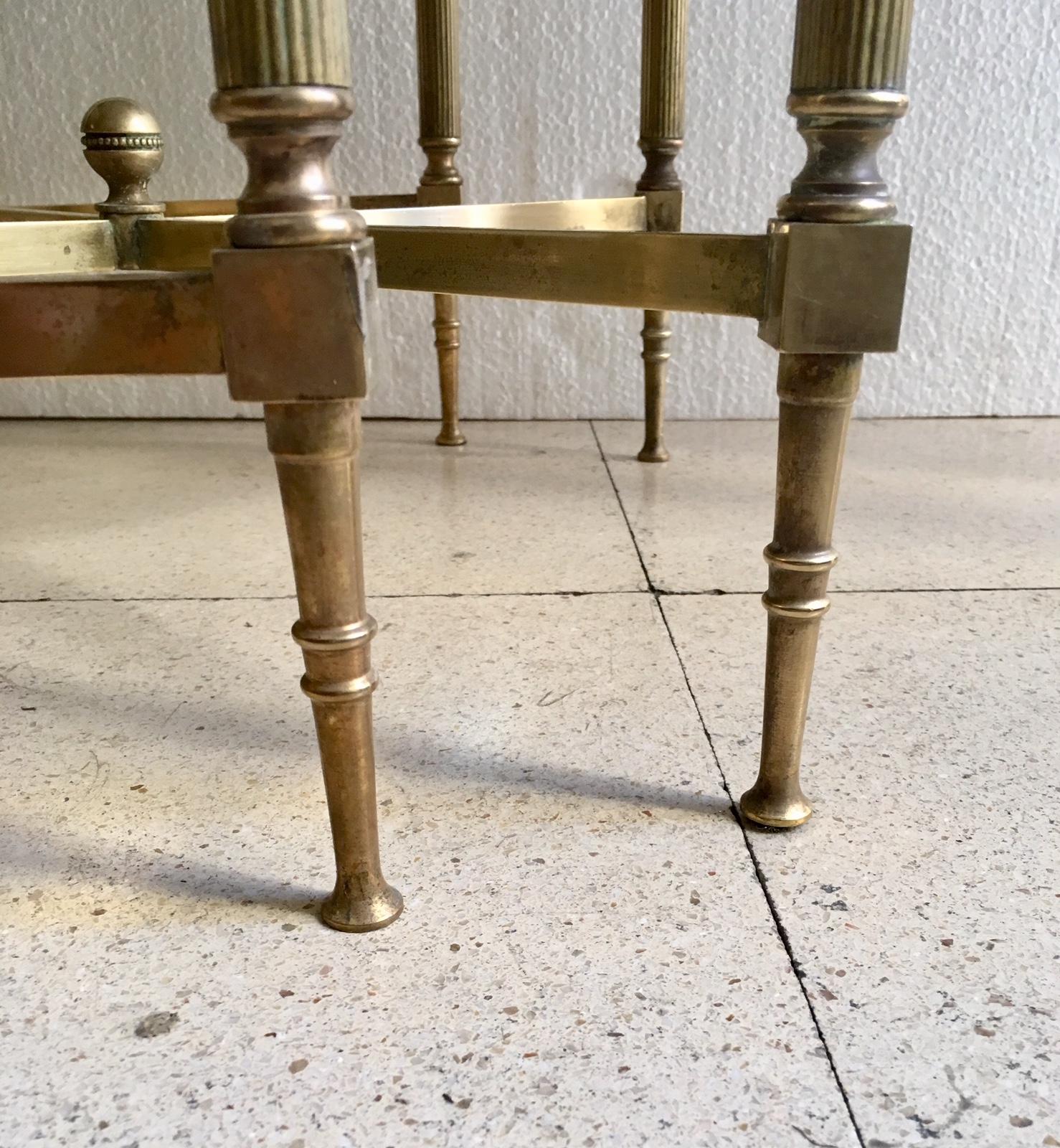 French Brass Three-Piece Coffee Table Jansen Style 6