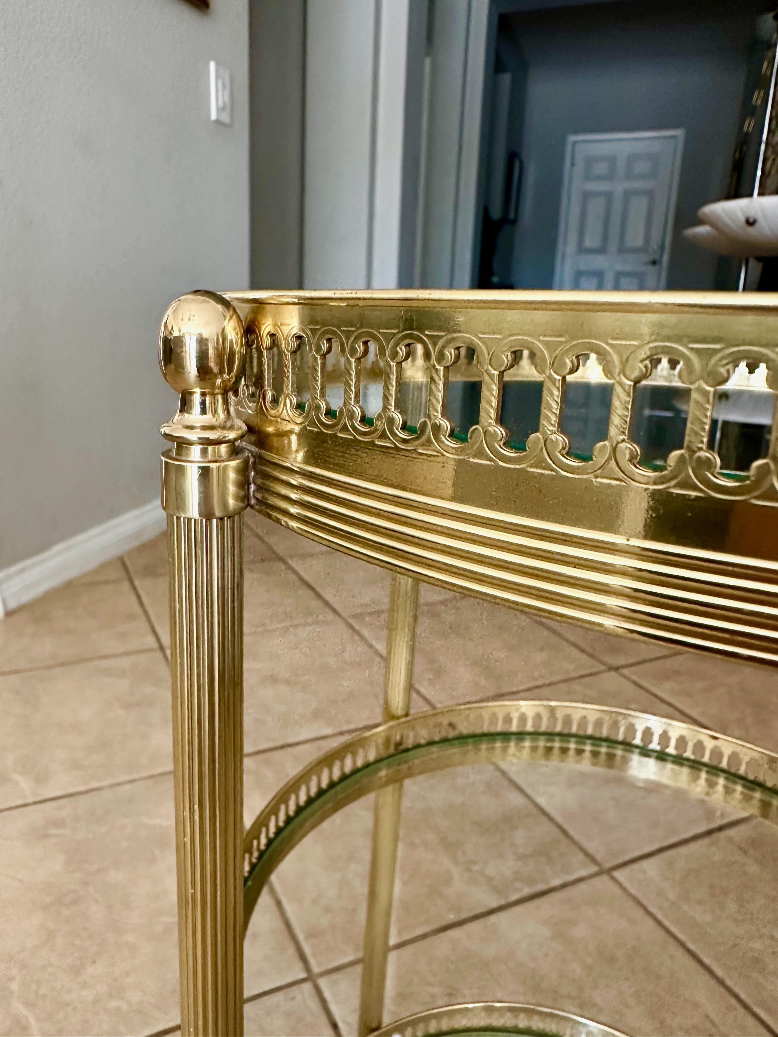 French Brass Three-Tier Round Side Table For Sale 7