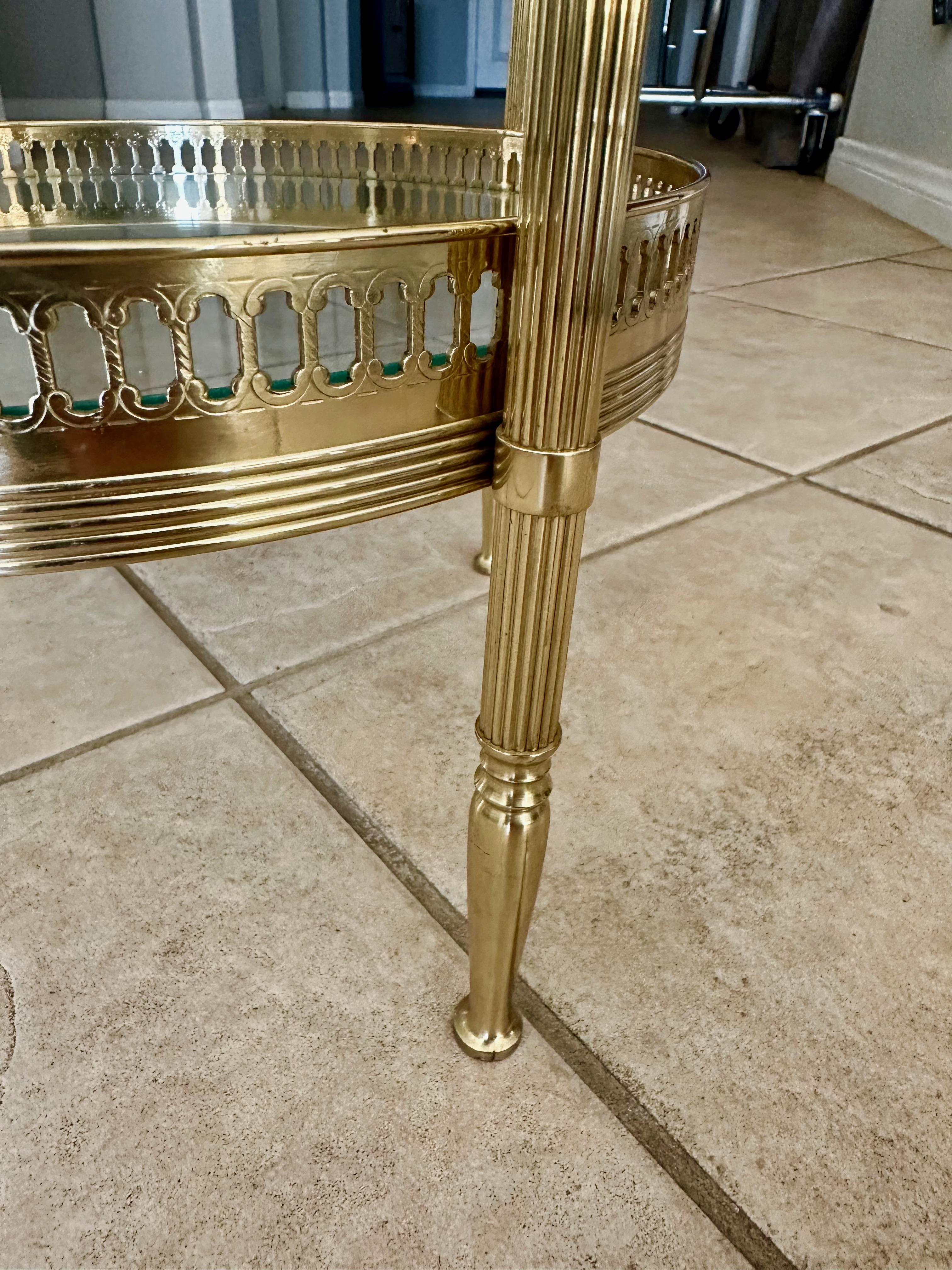 French Brass Three-Tier Round Side Table For Sale 8