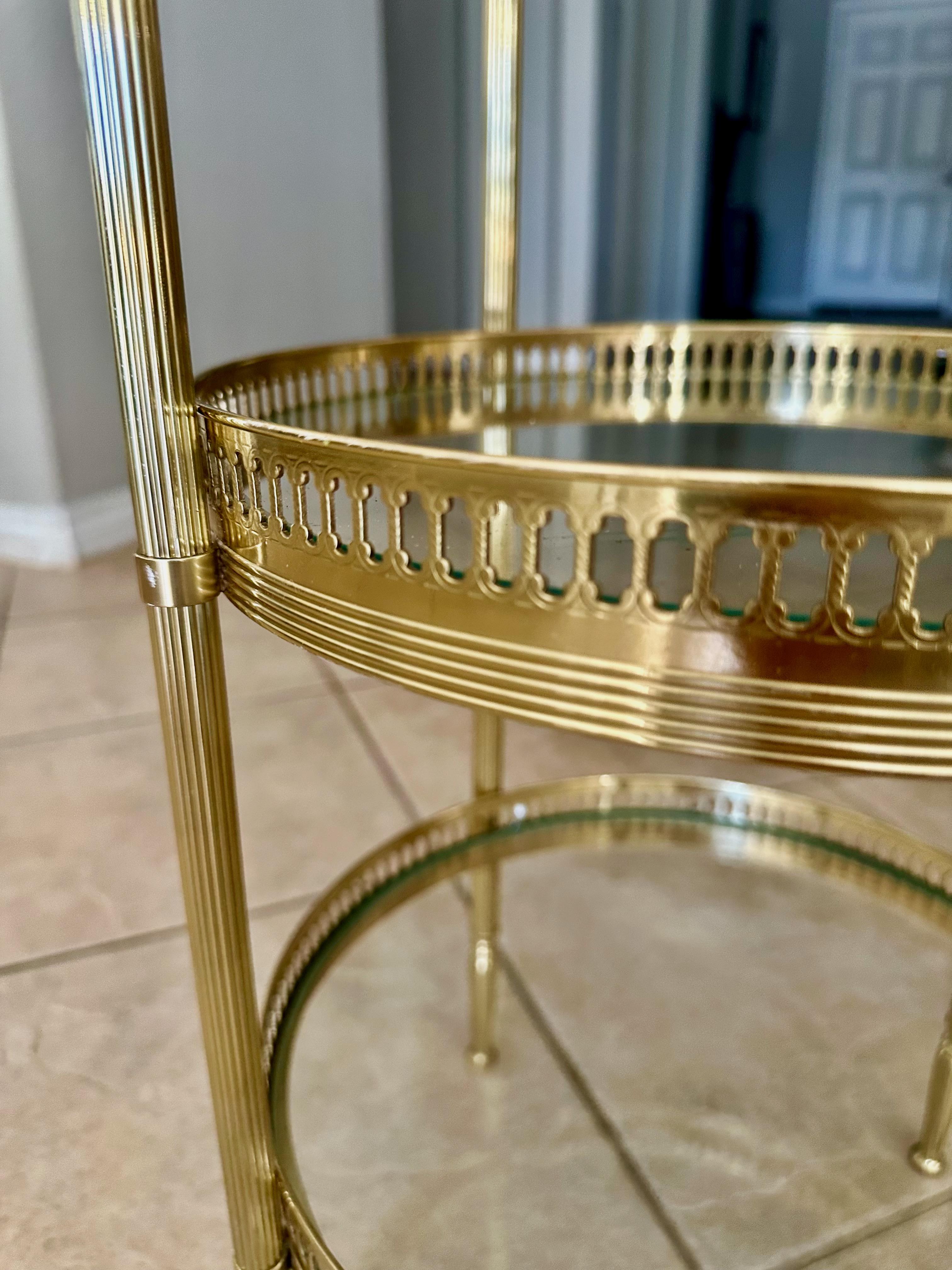 French Brass Three-Tier Round Side Table For Sale 9
