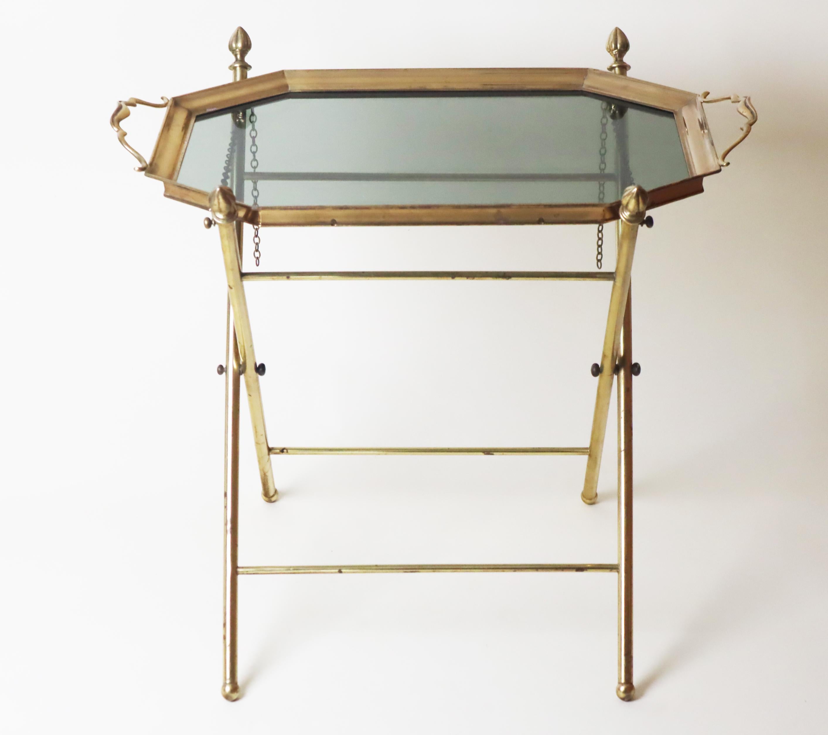Französischer Messing-Tabletttisch im Hollywood-Regency-Stil im Angebot 4