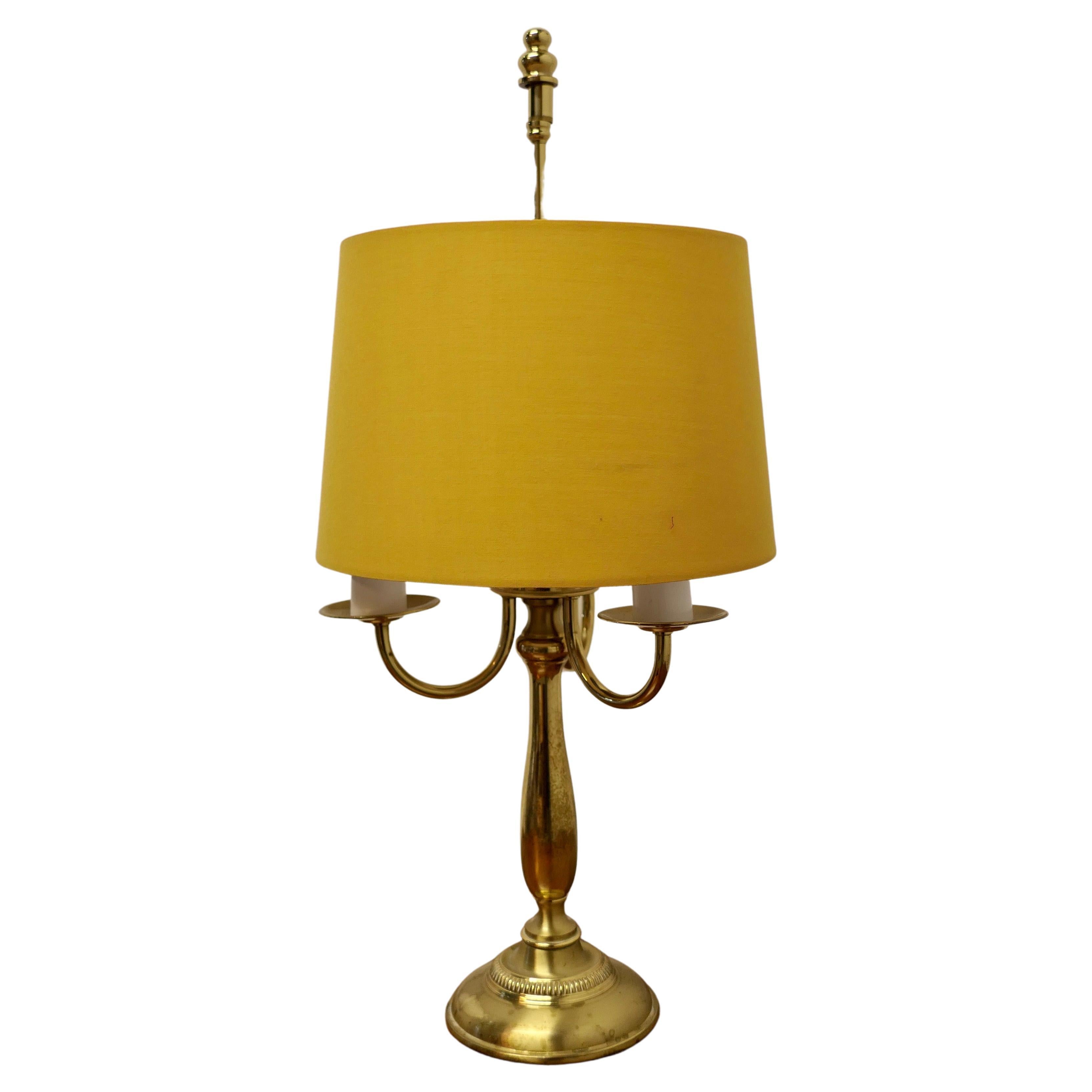 French Brass Triple Desk Lamp  A lovely piece, a brass triple sconce lamp this i