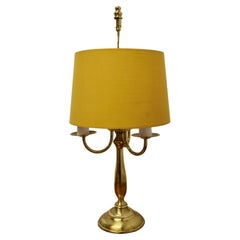 Retro French Brass Triple Desk Lamp  A lovely piece, a brass triple sconce lamp this i